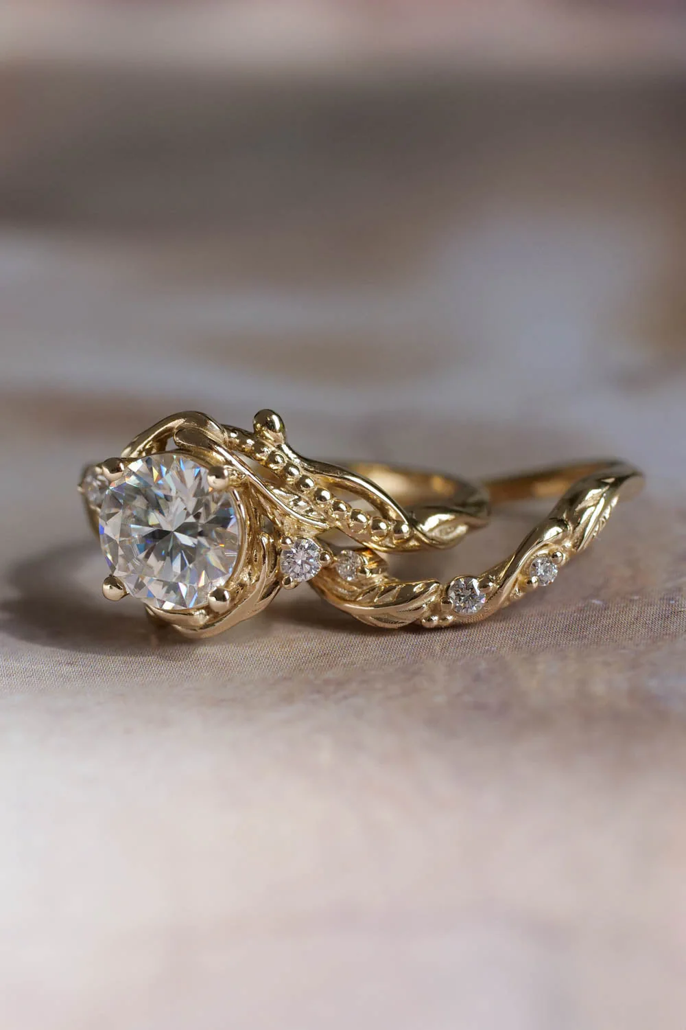 1.7 ct lab grown diamond engagement ring, round cut gemstone gold ring / Undina - Image 5