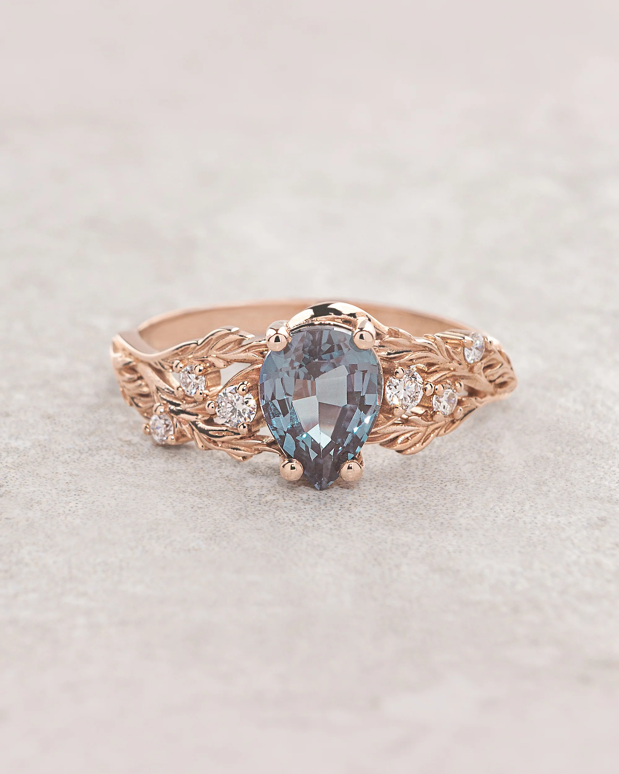 Alexandrite bridal set with accent diamonds / Japanese Maple - Image 3