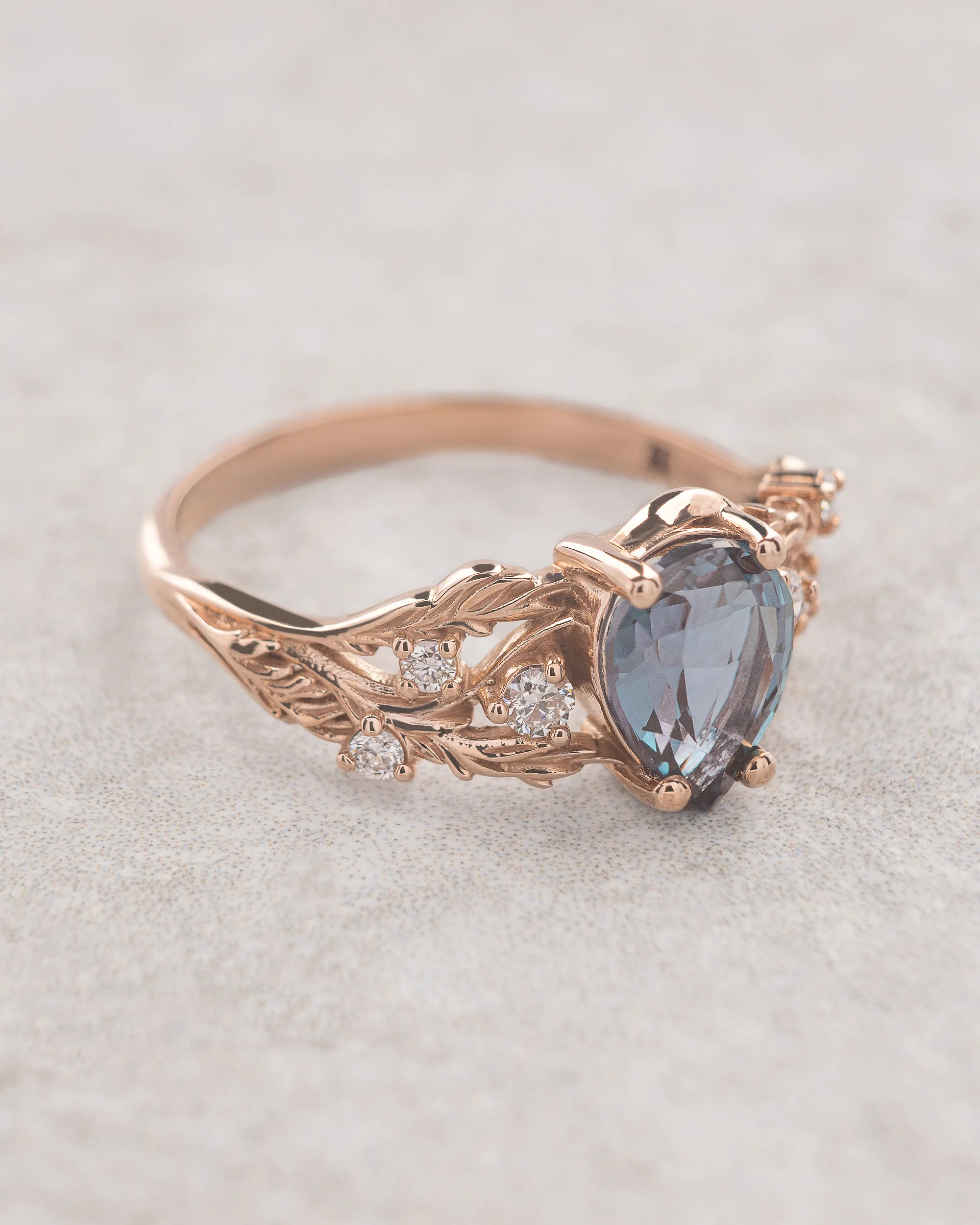 Alexandrite bridal set with accent diamonds / Japanese Maple - Image 5