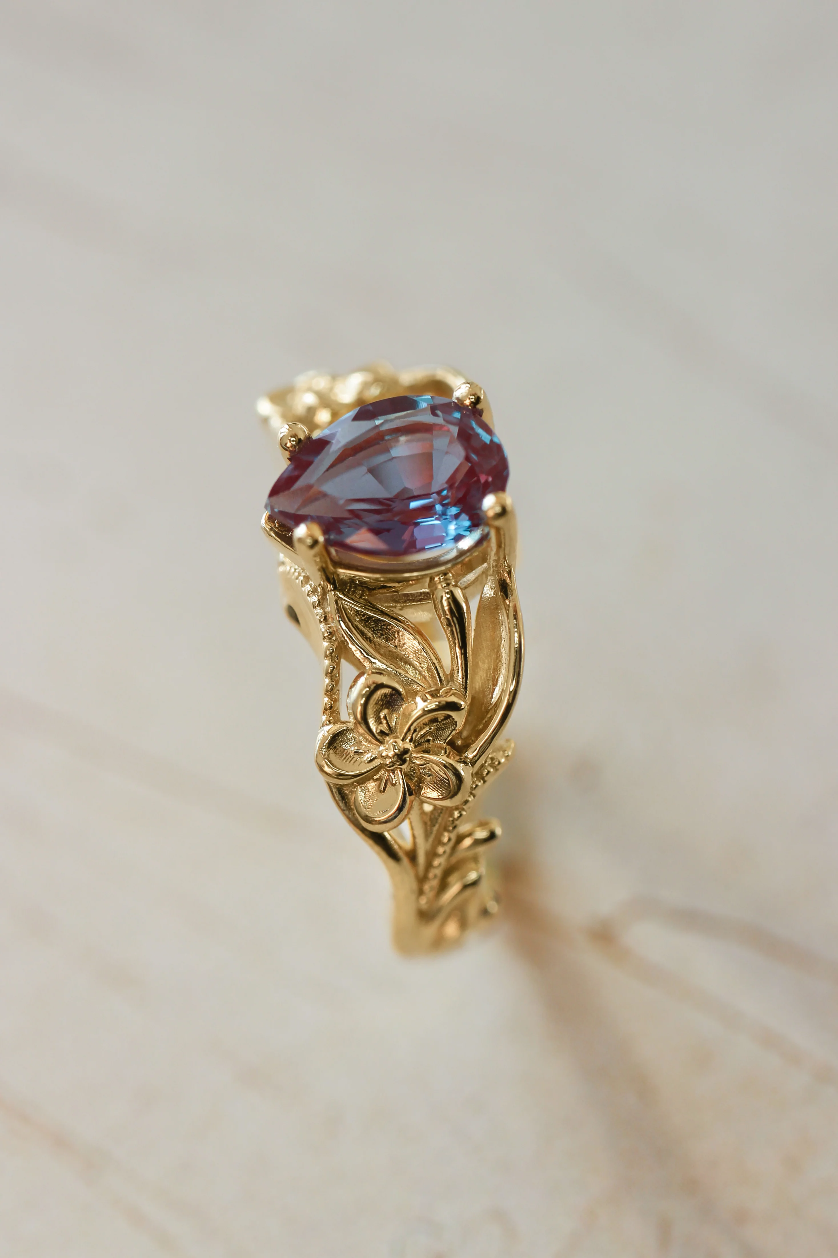 Alexandrite engagement ring, art nouveau ring / Eloise - Image 3