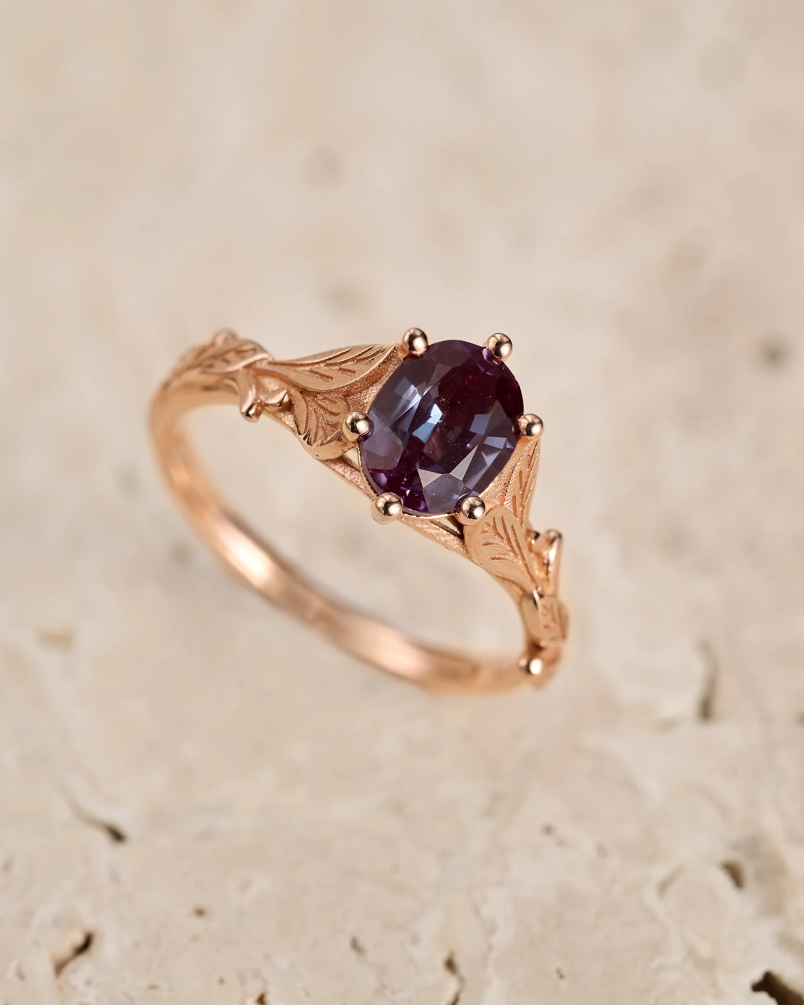 Alexandrite engagement ring with leaves / Freesia - Image 3