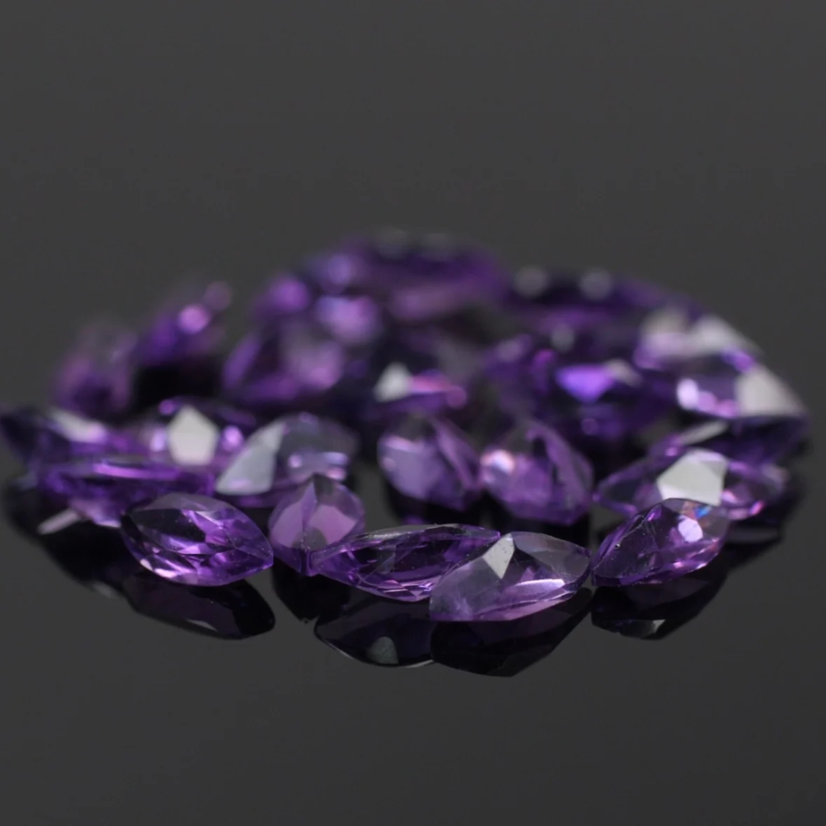 Amethyst | natural, marquise-cut, purple color, accent stones