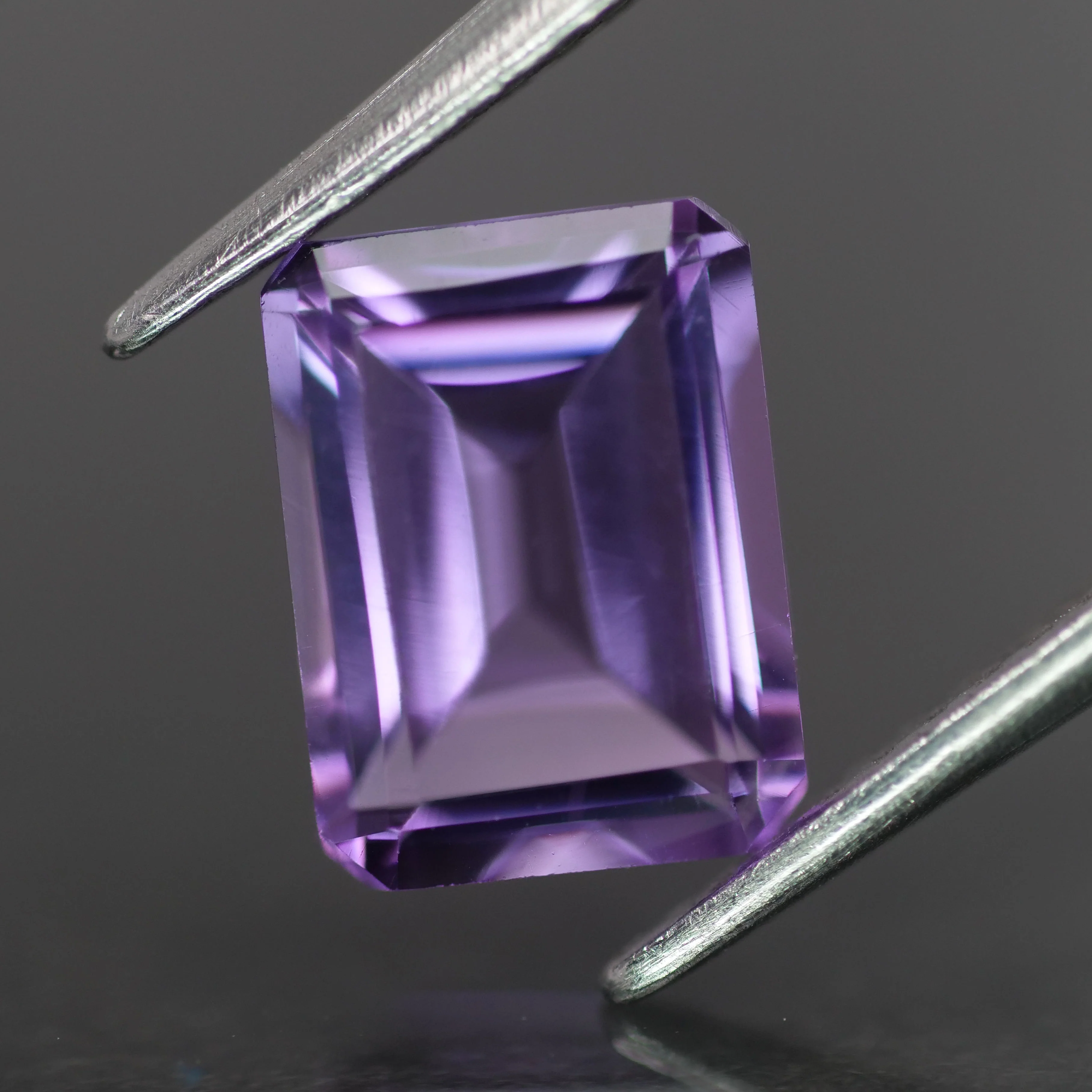 Amethyst | natural, emerald-cut, purple, 8x6mm, 1.1ct, Brasil