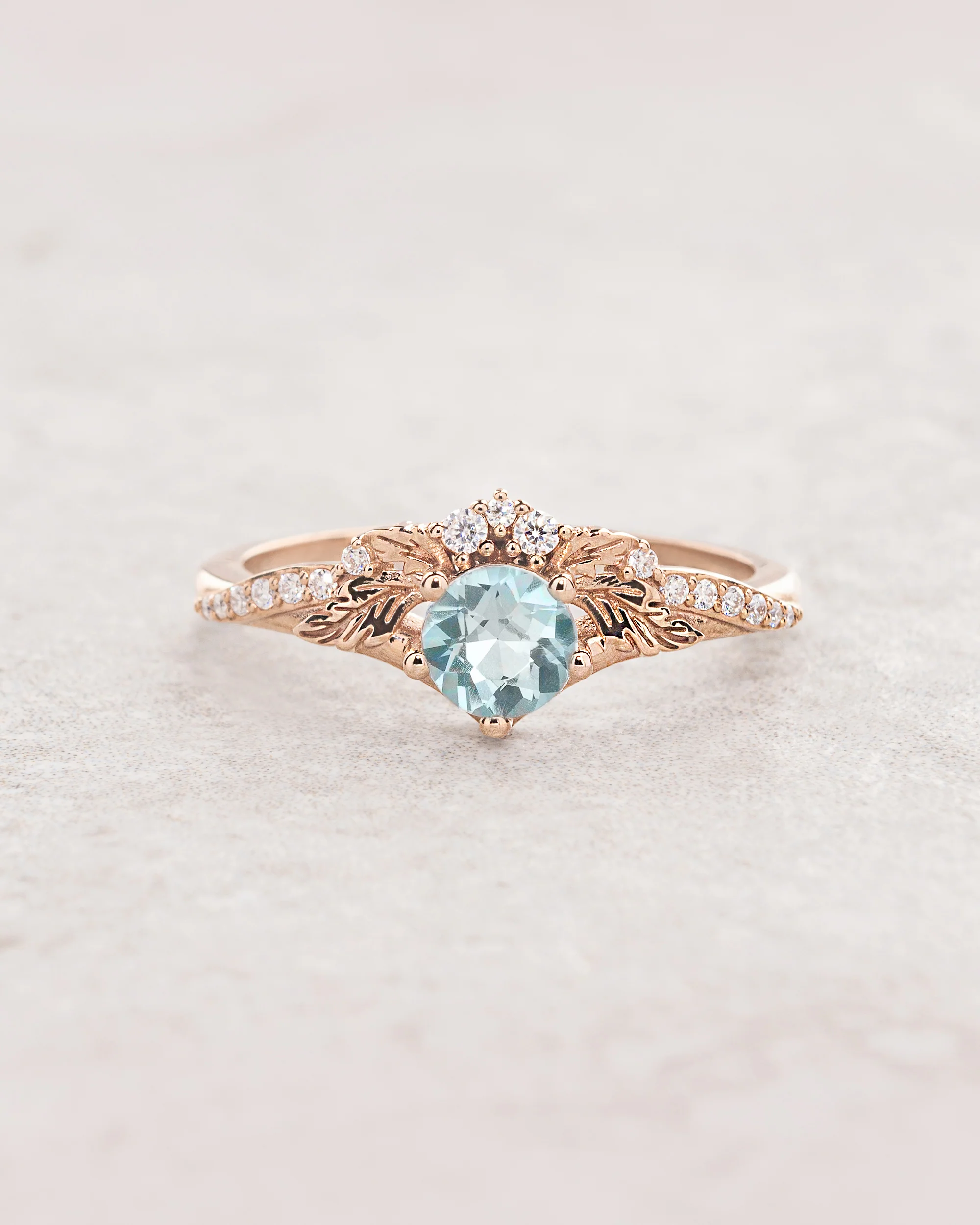 Aquamarine bridal ring set with diamonds / Amelia - Image 3
