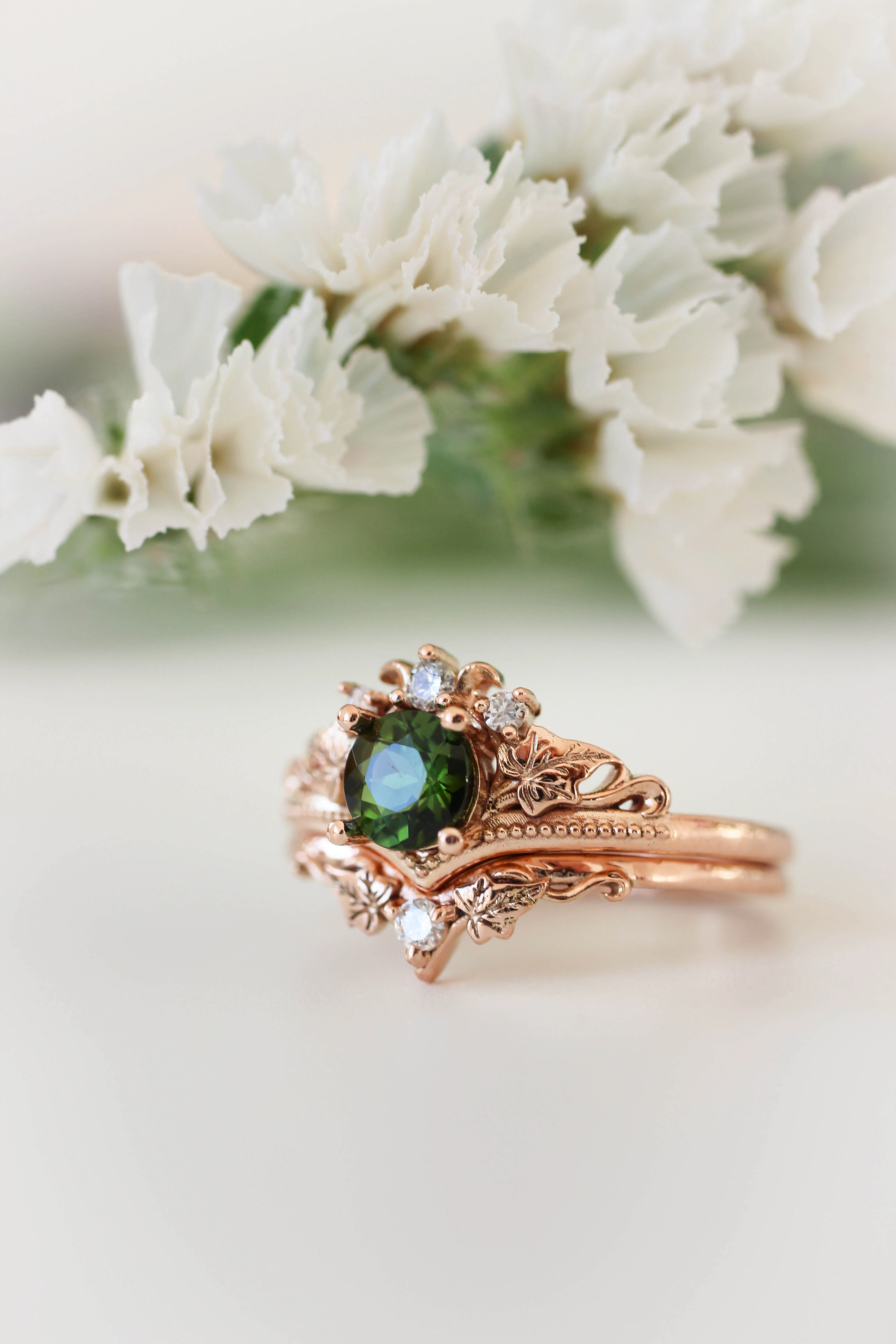 Ariadne | bridal ring set, 5 mm round cut gemstone - Image 4