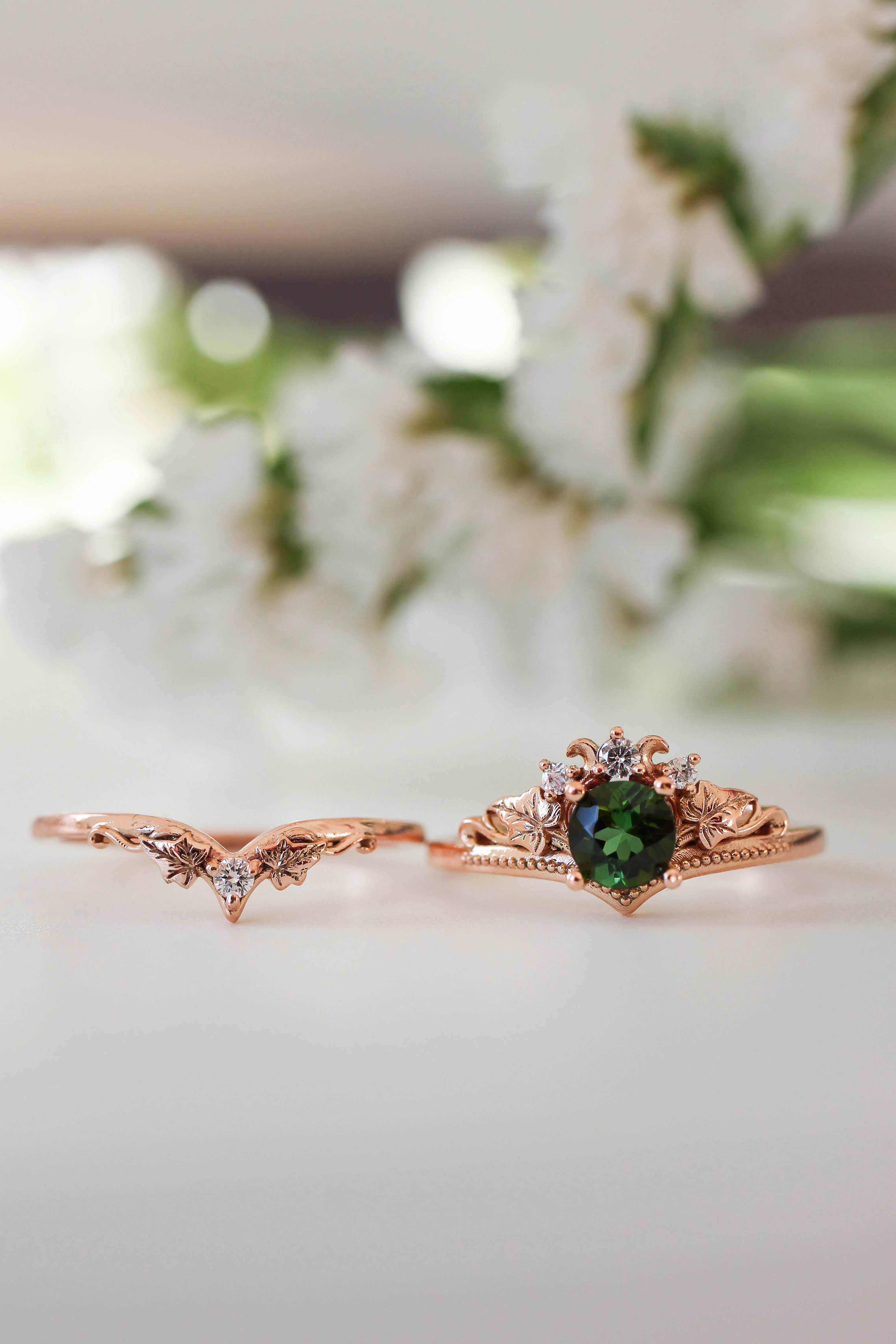 Ariadne | bridal ring set, 5 mm round cut gemstone - Image 5