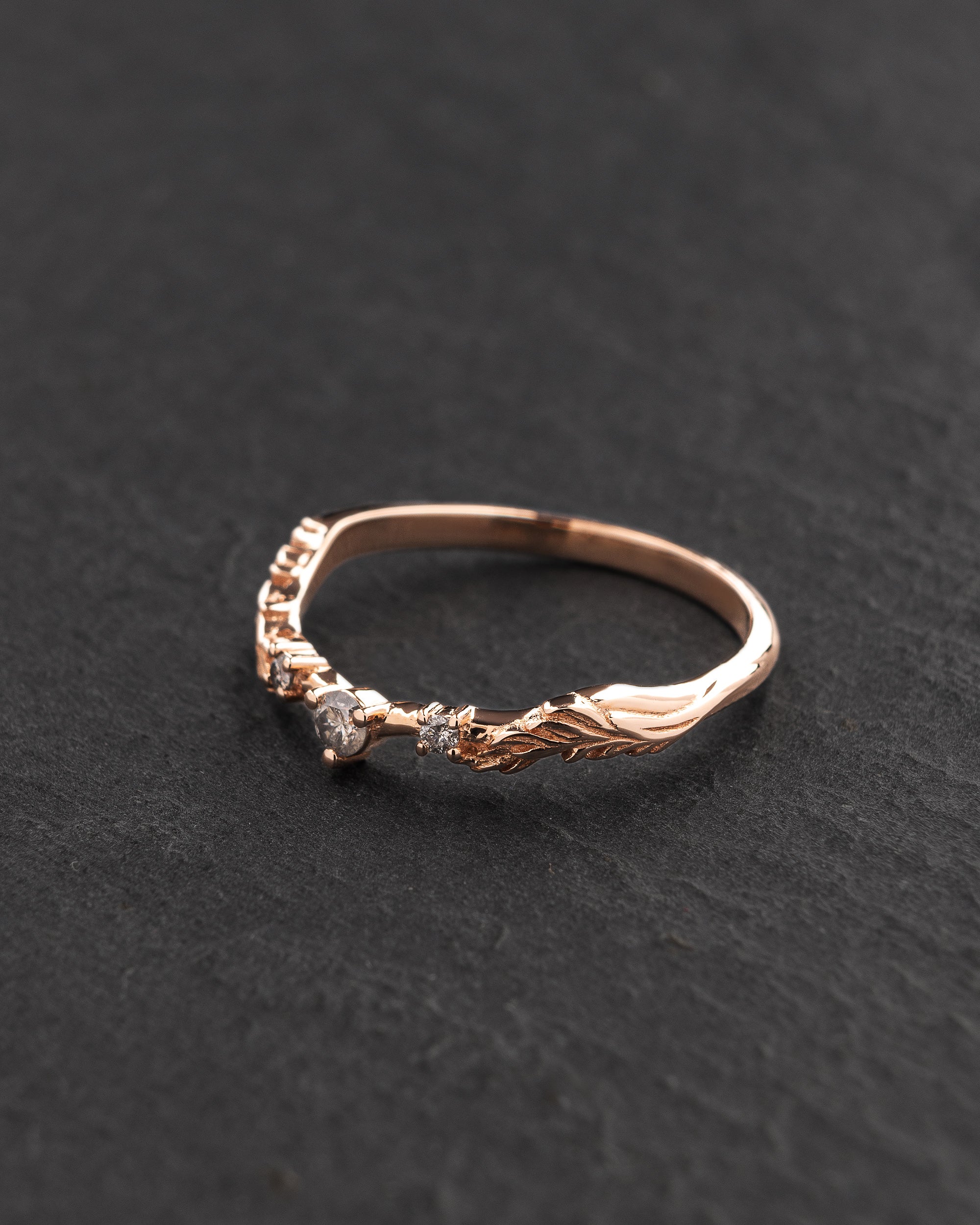 Branch wedding ring with salt and pepper diamonds / matching band for Japanese Maple - Image 2