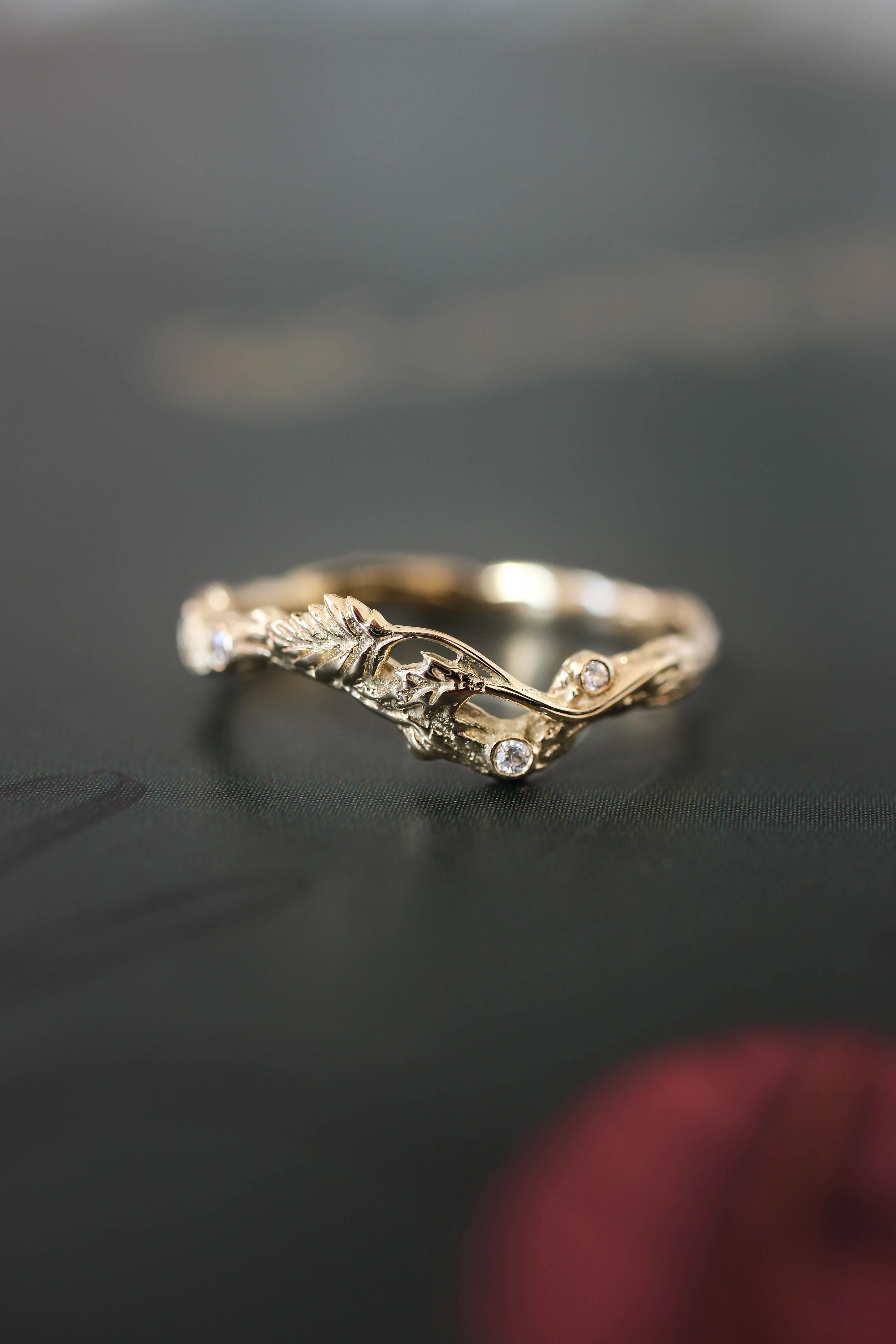 Bridal ring set with rose flower and diamonds / Blooming Rose - Image 4