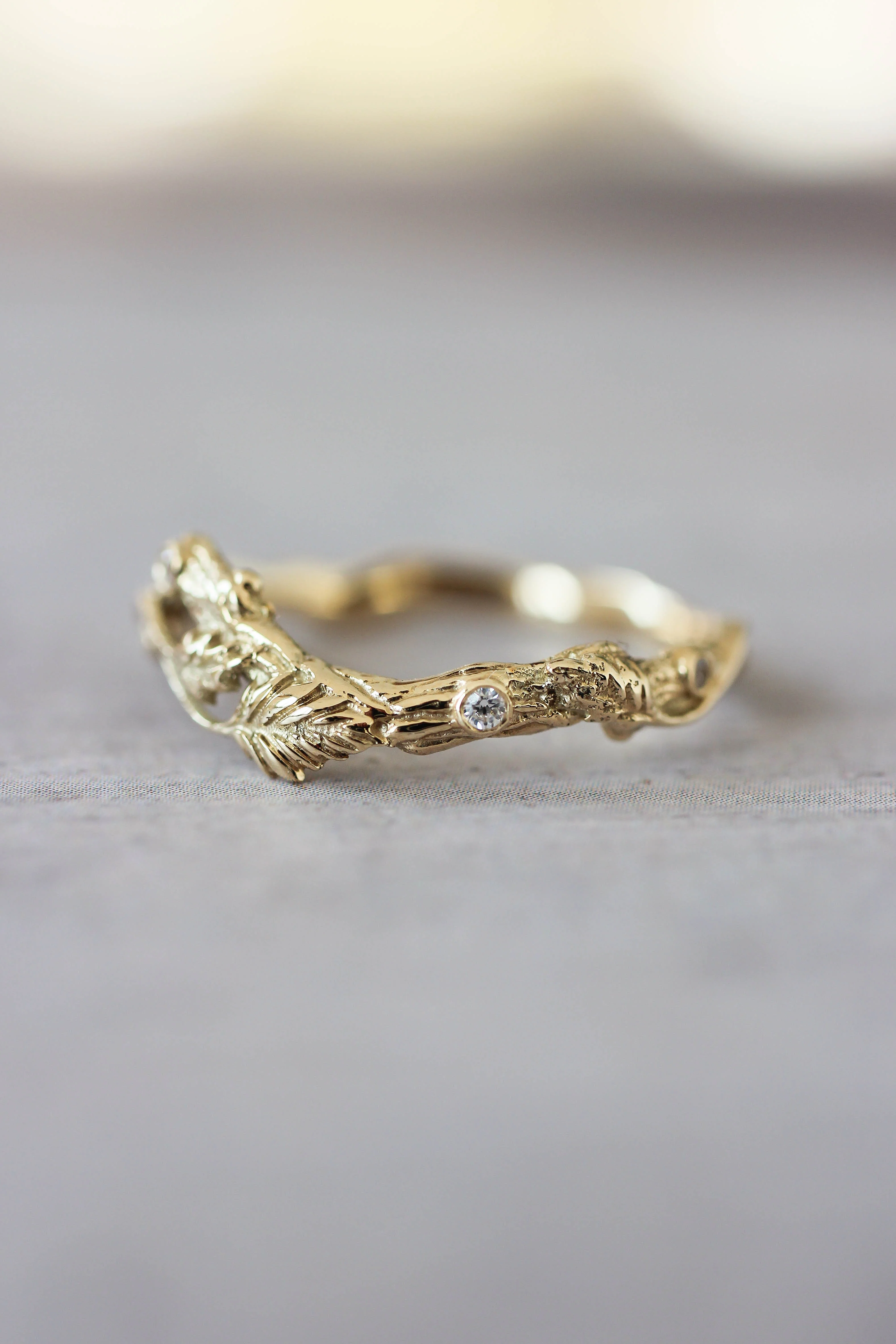Bridal ring set with rose flower and diamonds / Blooming Rose - Image 7