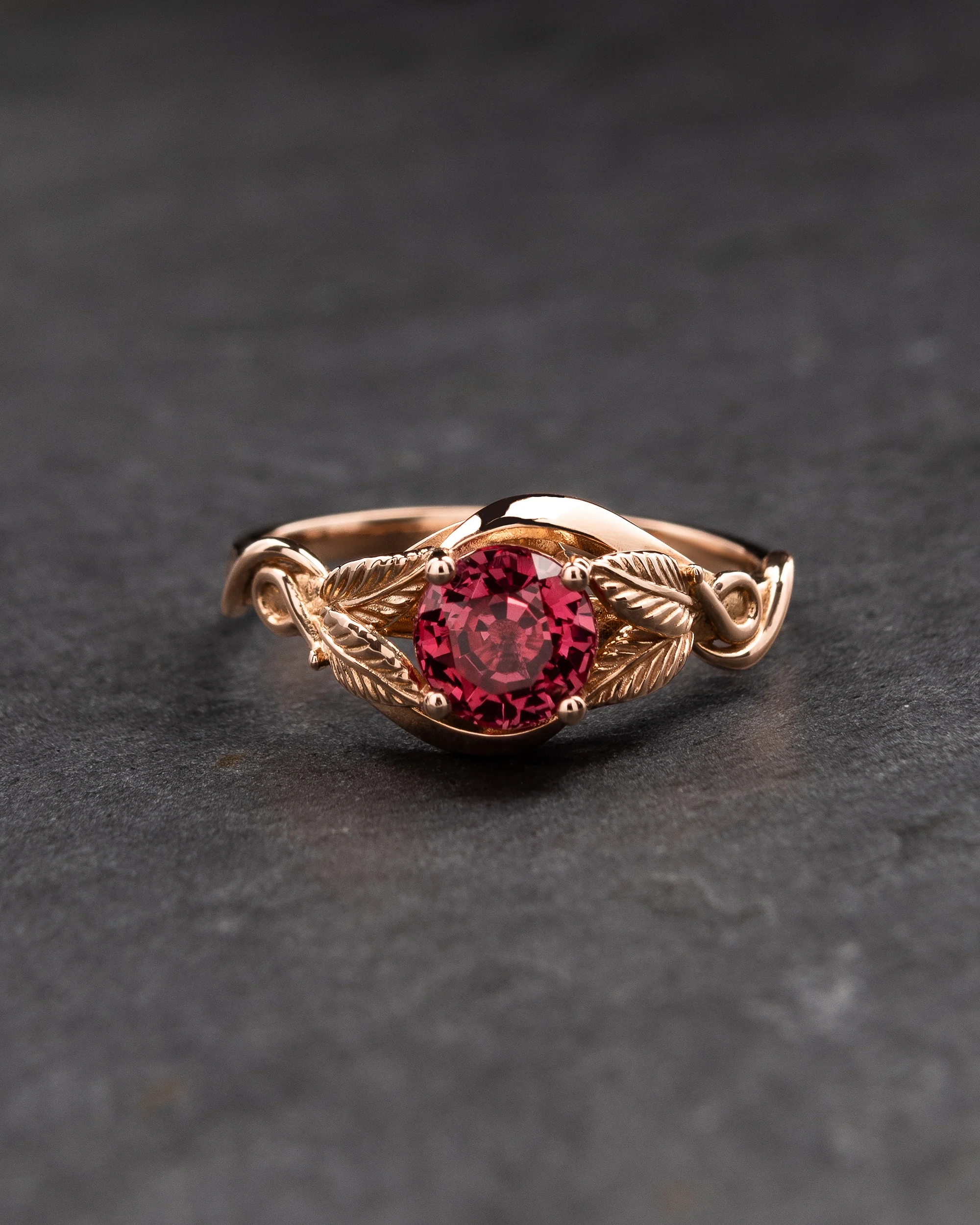 Bridal ring set with sunset hue padparadscha sapphire and diamonds / Azalea - Image 4