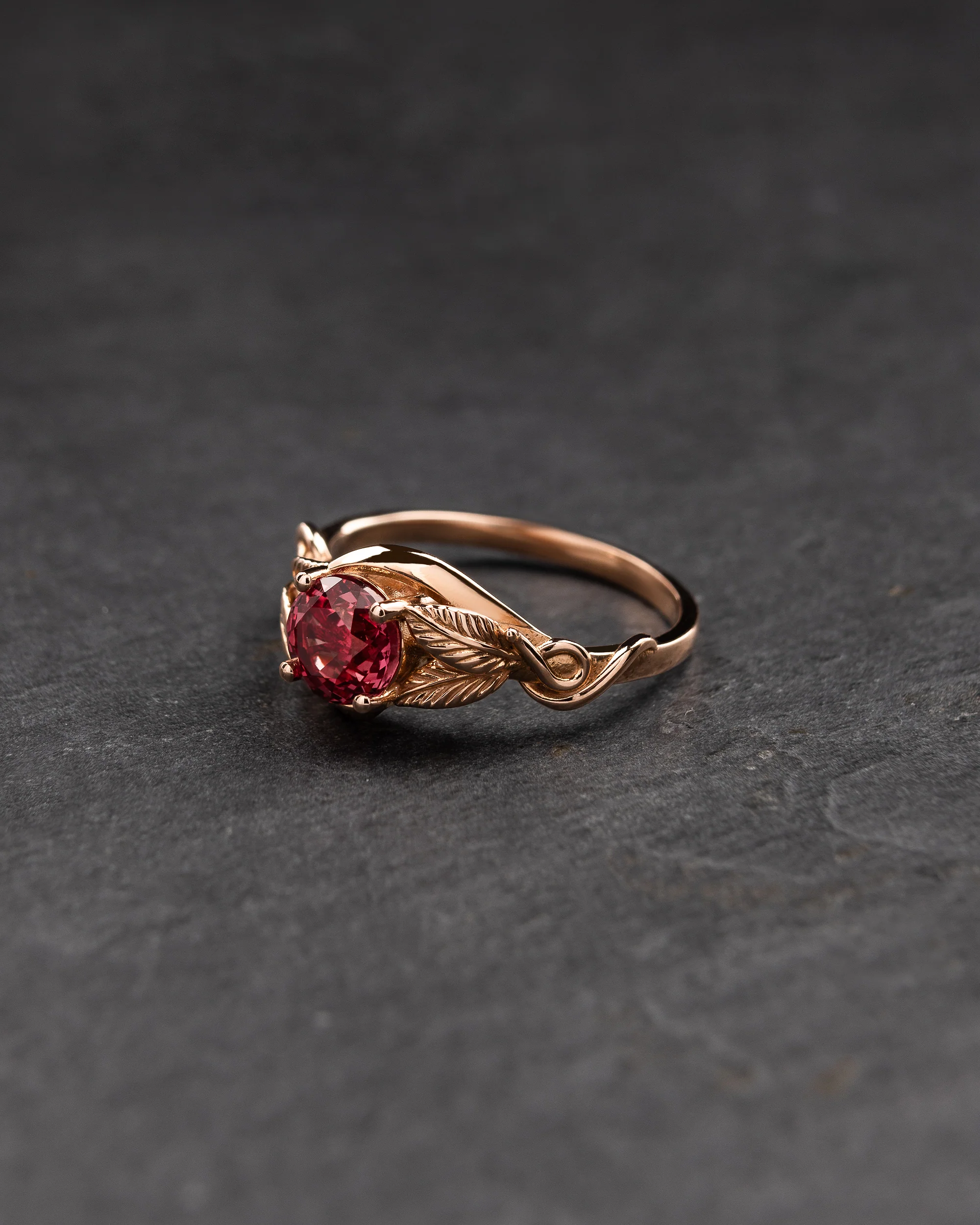 Bridal ring set with sunset hue padparadscha sapphire and diamonds / Azalea - Image 5