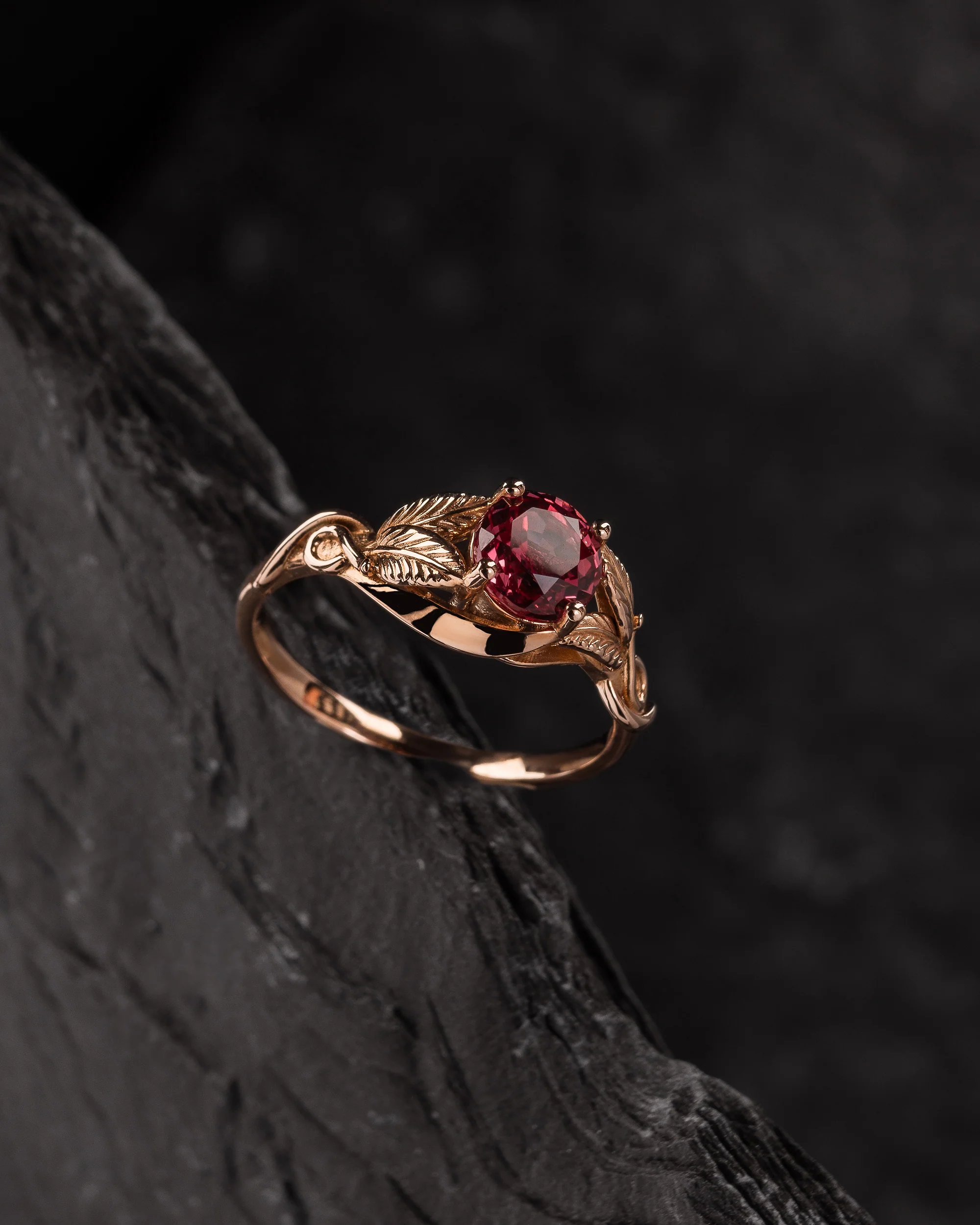 Bridal ring set with sunset hue padparadscha sapphire and diamonds / Azalea - Image 7
