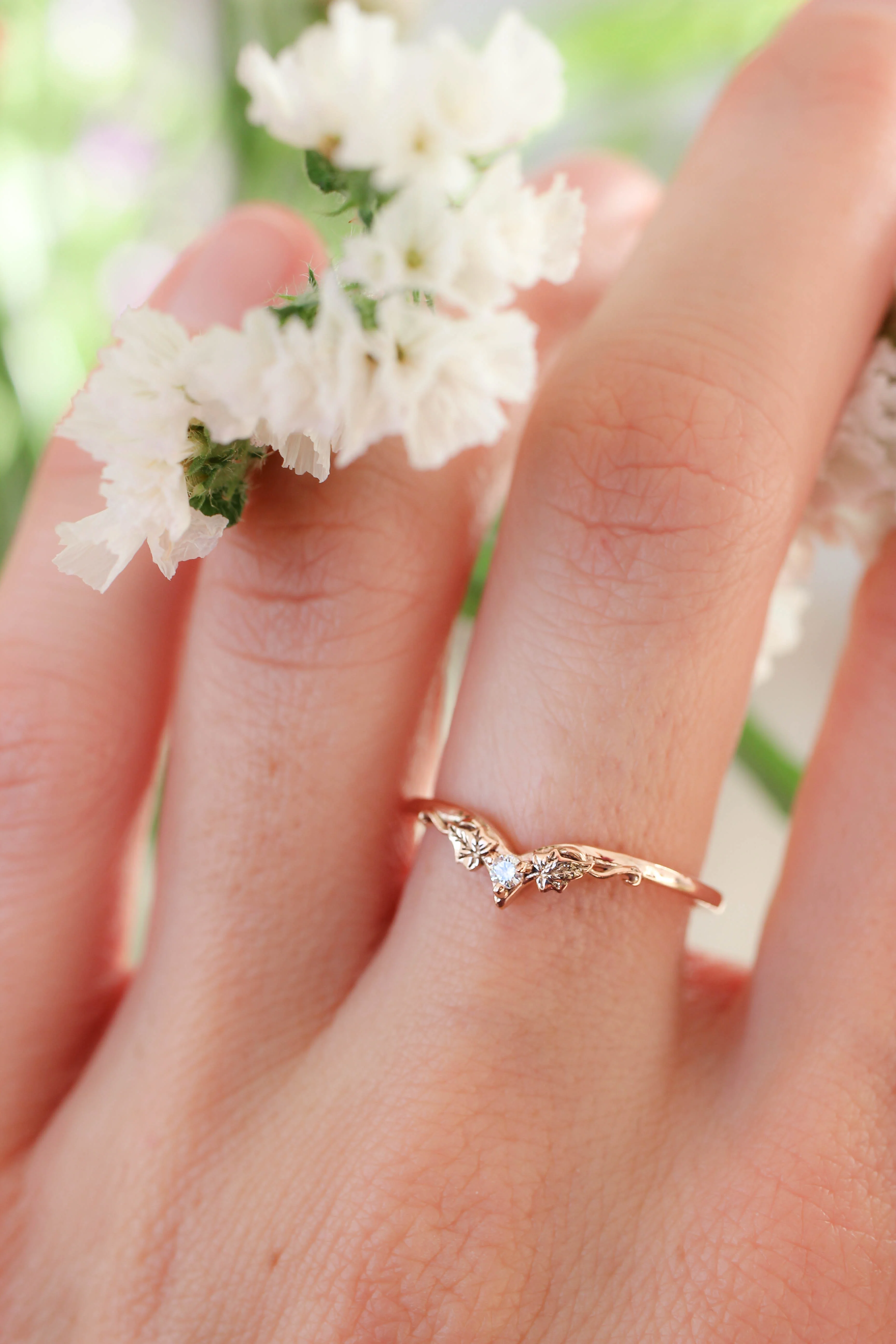 Ivy wedding band with diamond, matching ring for Ariadne - Image 7