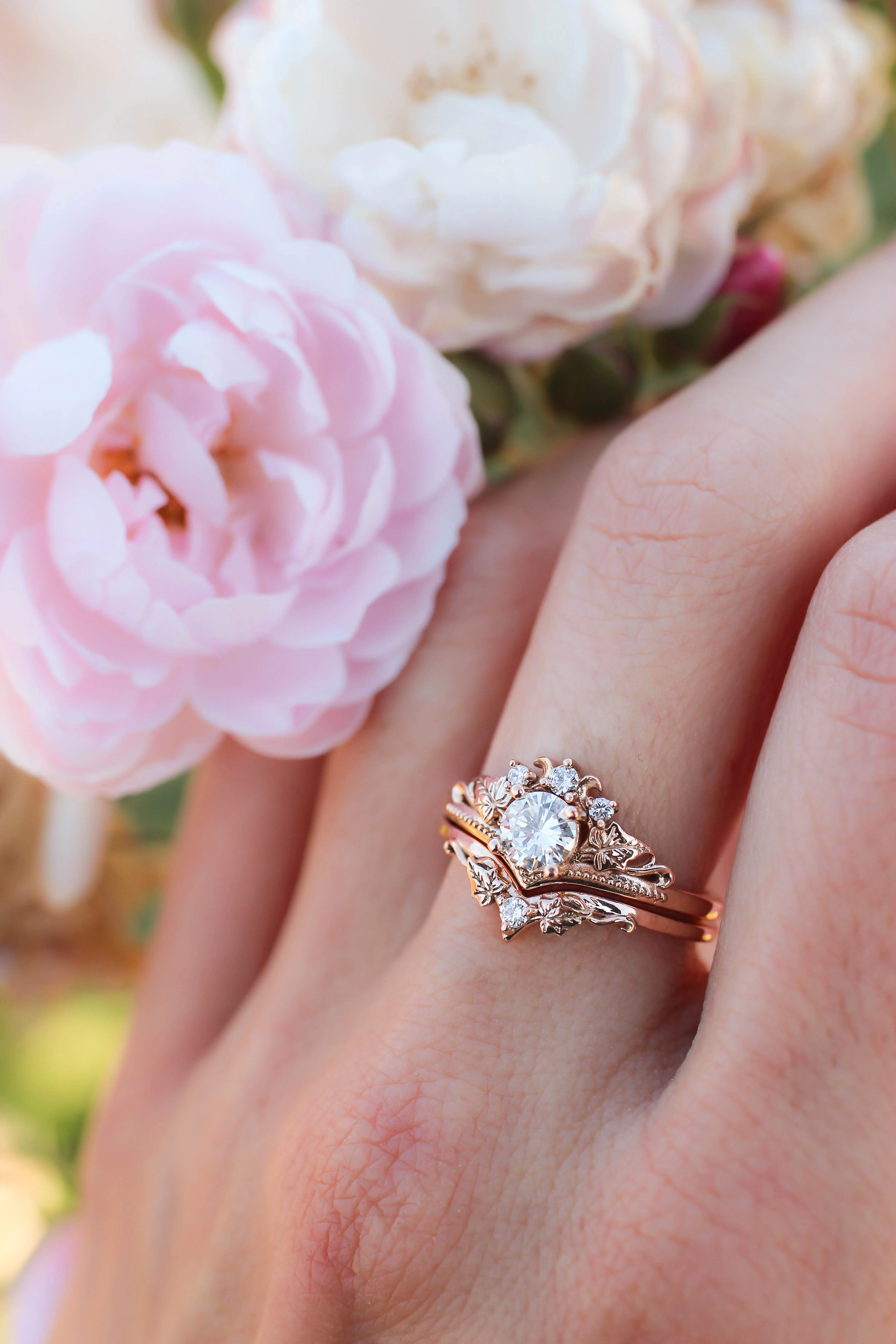 Ivy wedding band with diamond, matching ring for Ariadne - Image 8