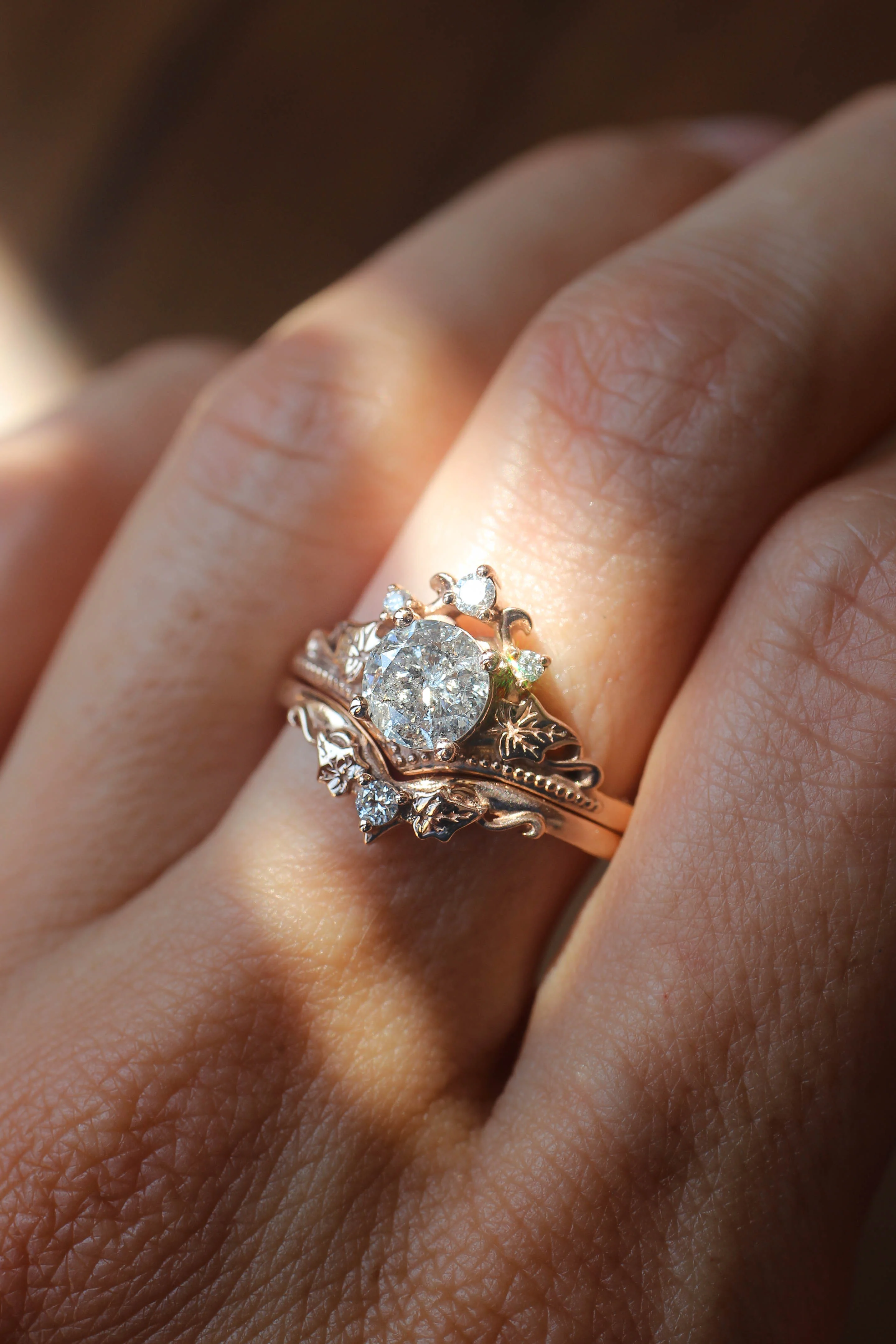 Ariadne | bridal ring set, 6 mm central gemstone - Image 8