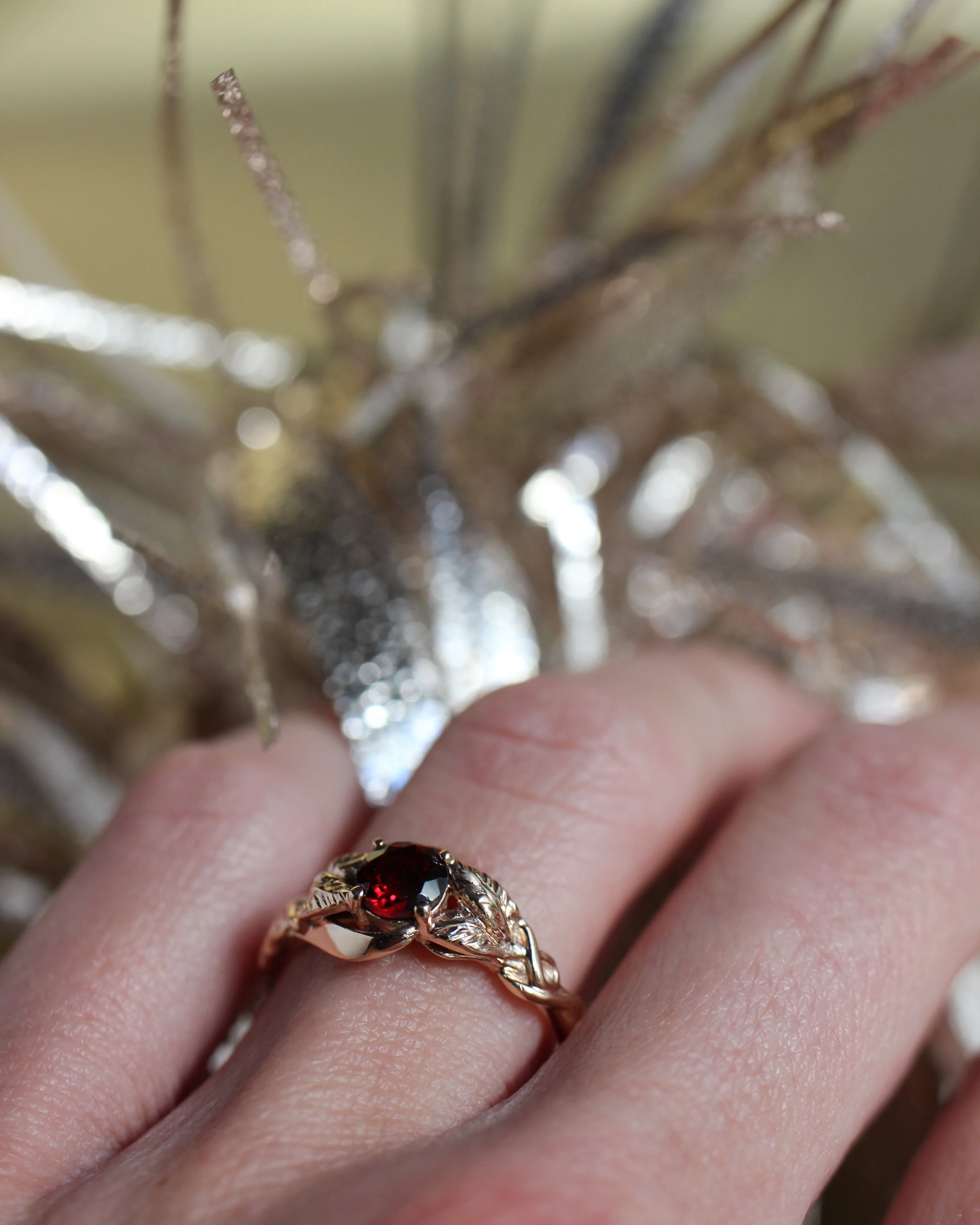 Red garnet engagement ring / Azalea - Image 5