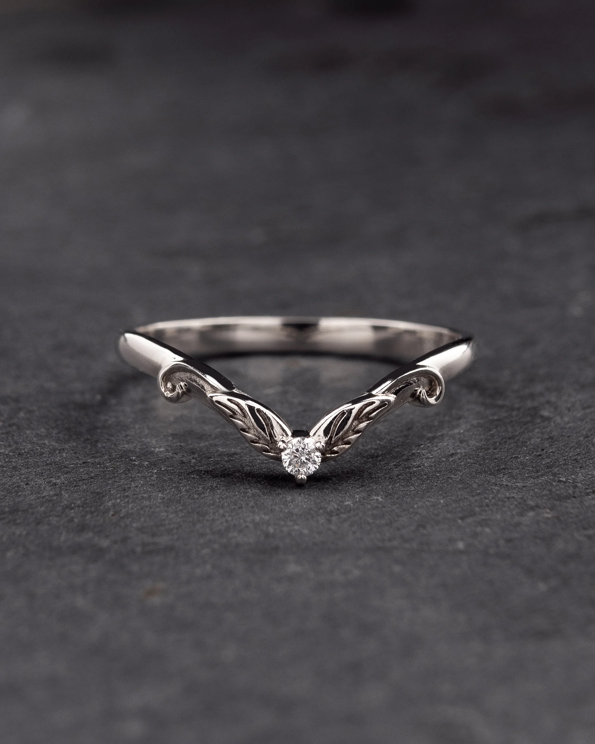Gold leaves and diamond wedding ring | matching wedding band for Adelina