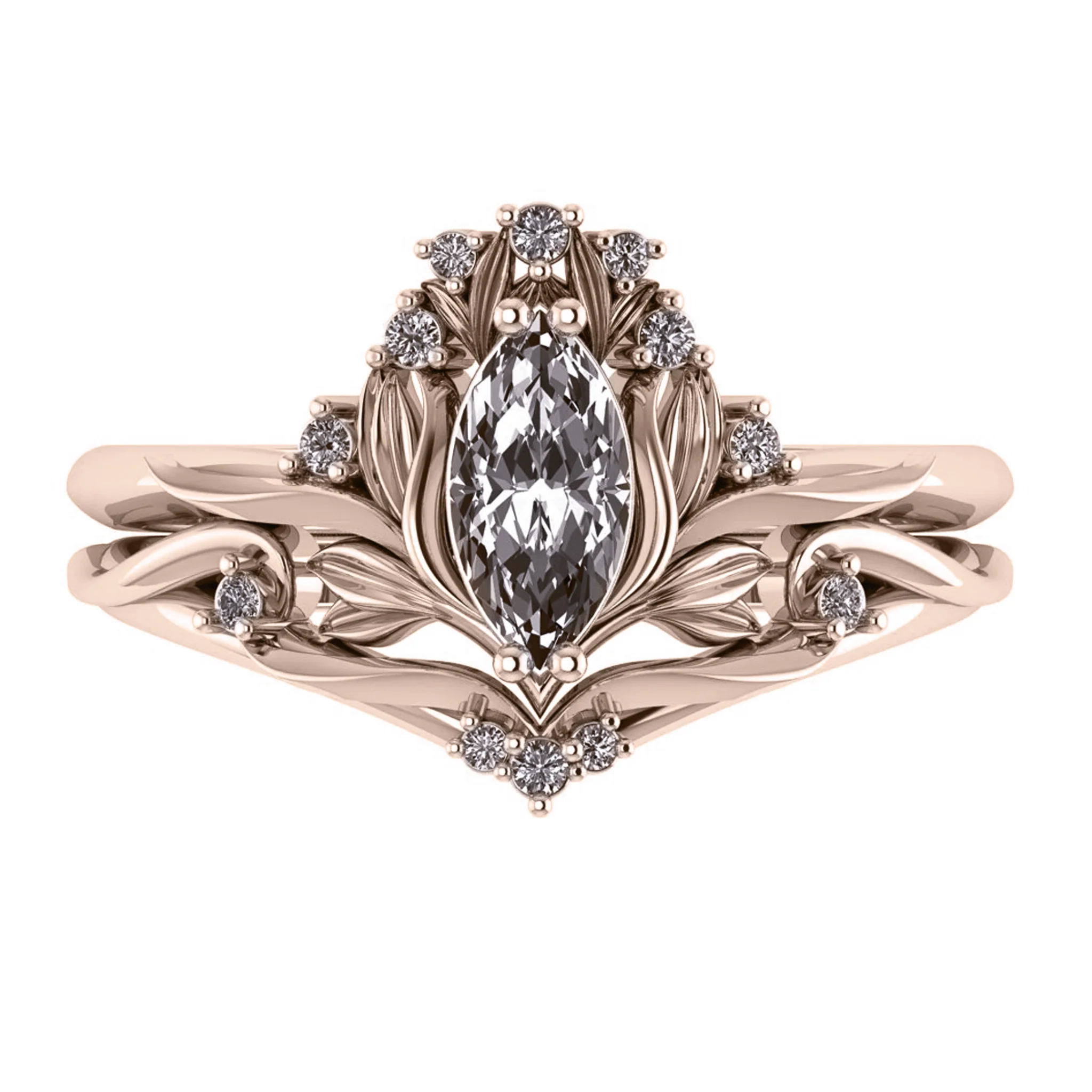 Iris | custom engagement ring setting, marquise cut gemstone 8x4 mm - Image 4