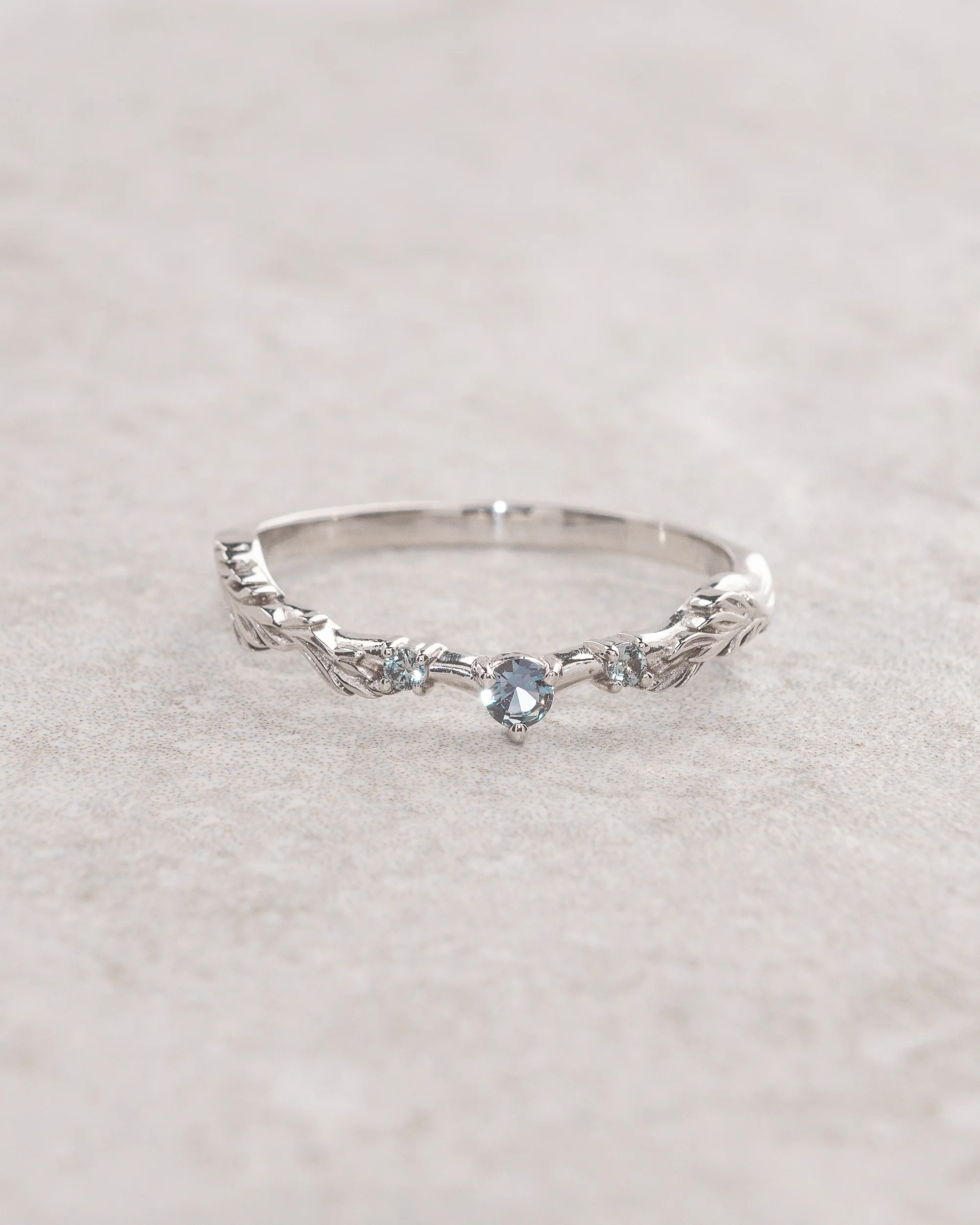 Japanese Maple | matching wedding band with 3 gemstones - Image 6