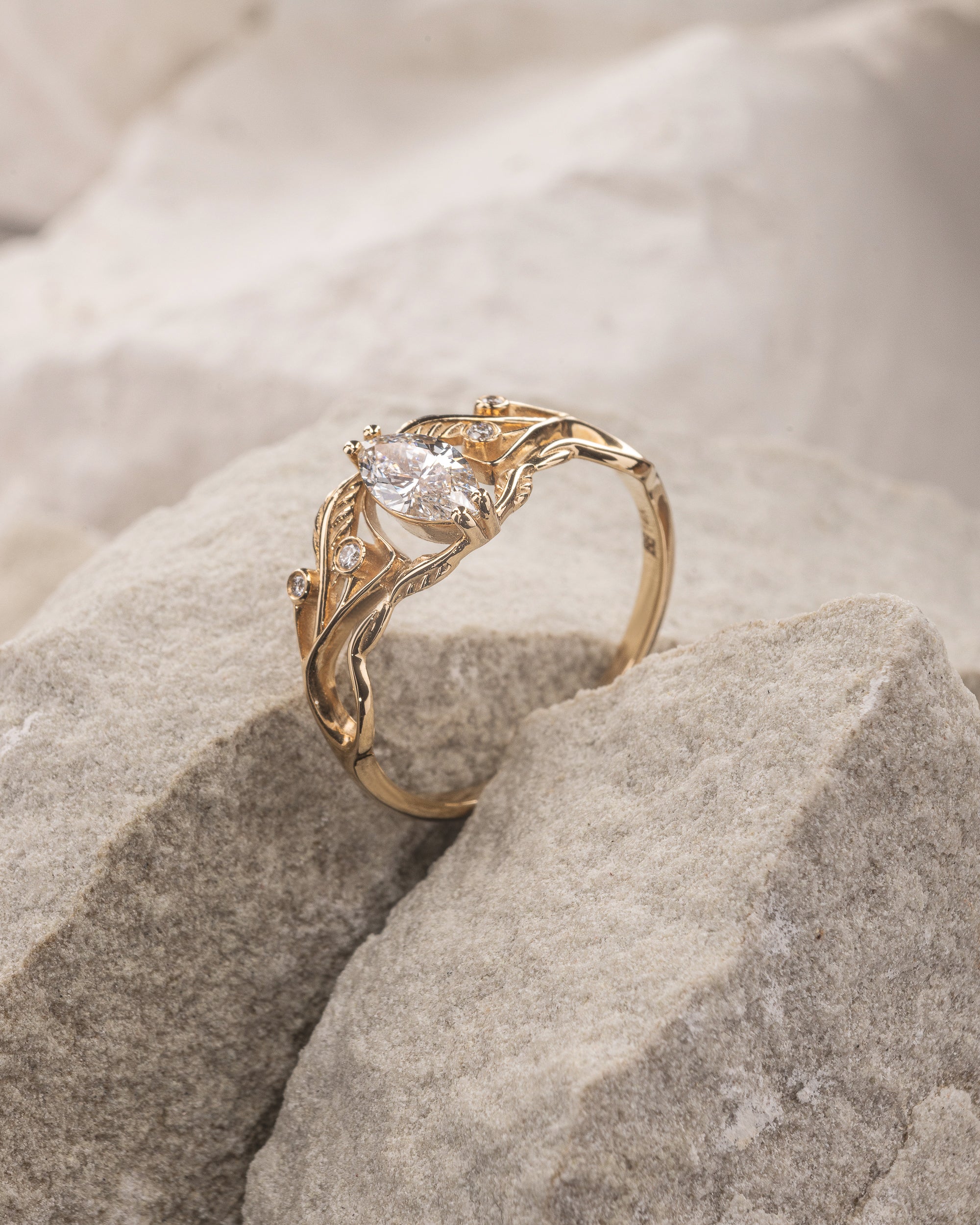 Lab grown diamond art nouveau bridal ring set / Callisto - Image 6