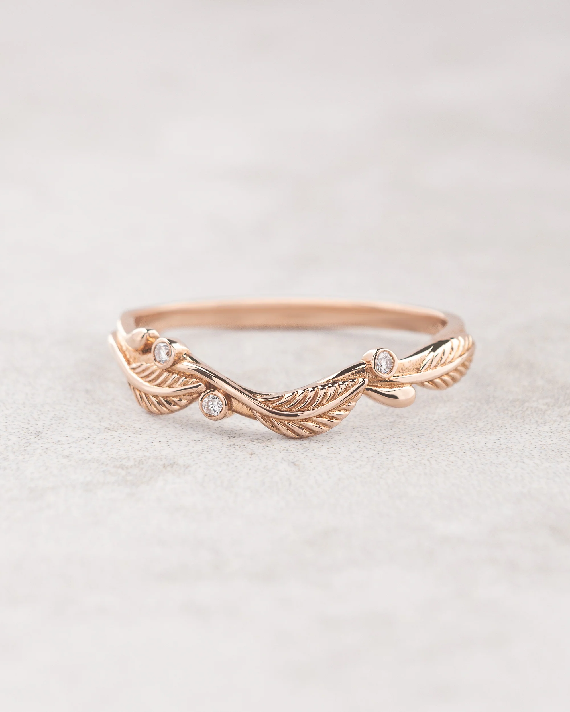 Twig wedding ring with diamonds, matching band for Azalea - Image 5