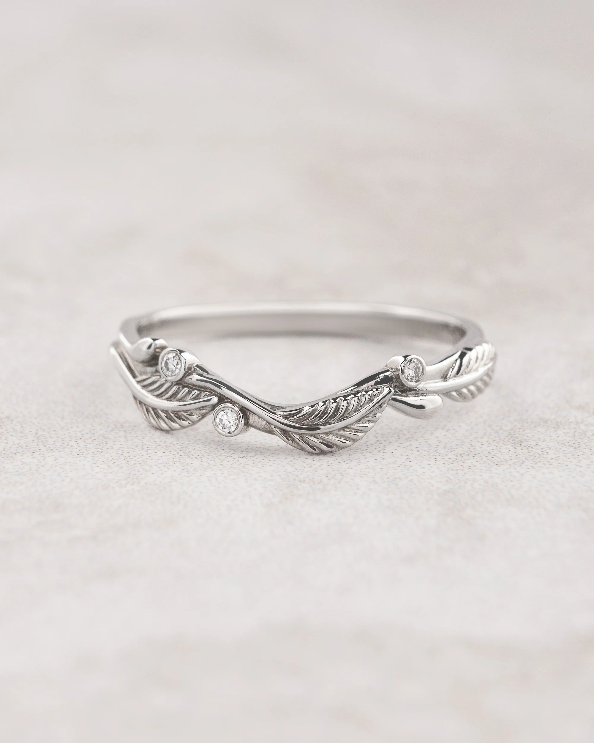 Twig wedding ring with diamonds, matching band for Azalea - Image 3