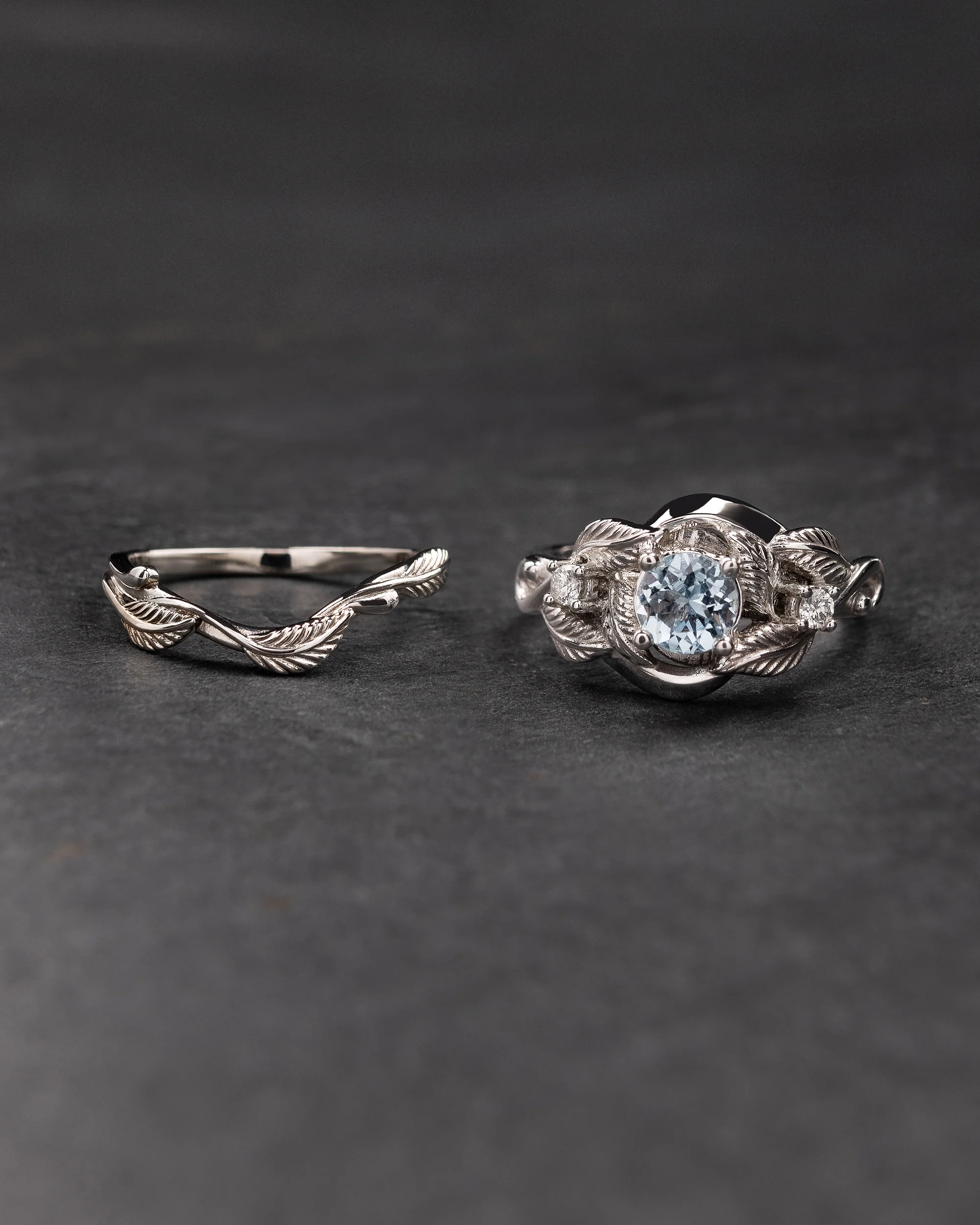 Aquamarine and diamonds engagement ring / Azalea - Image 5