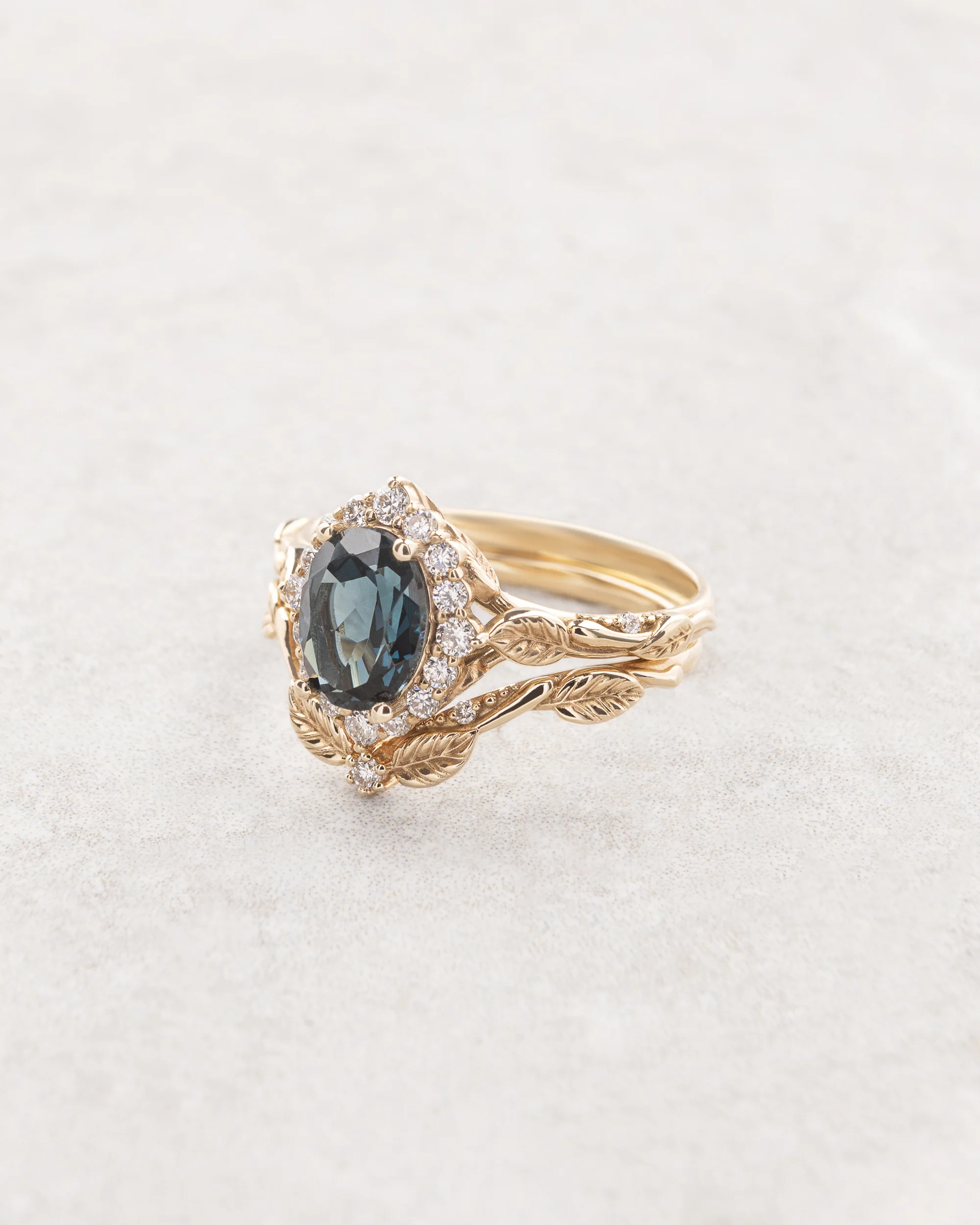 London blue topaz engagement ring with diamond halo / Florentina - Image 5