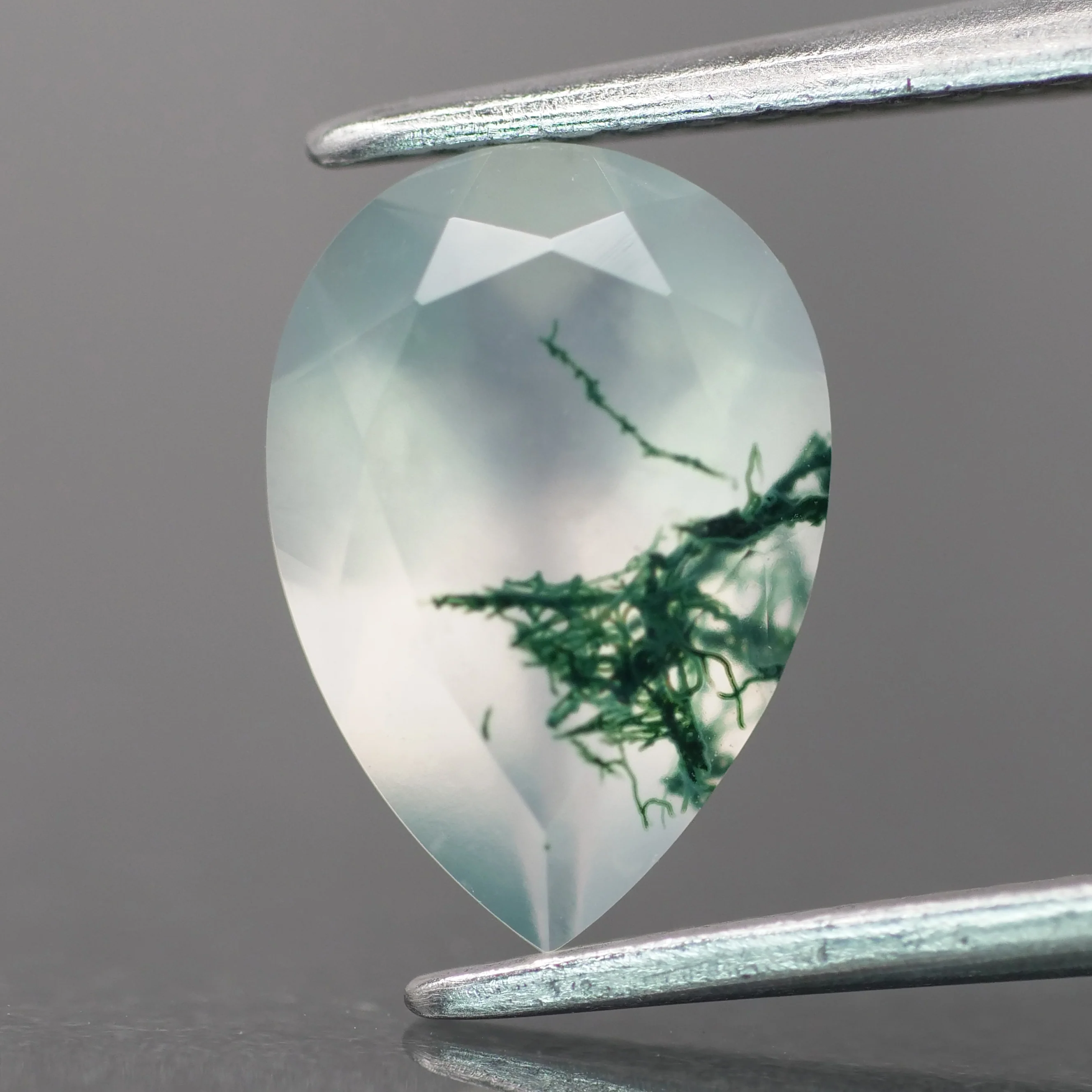 Moss agate | light green color, pear-cut, 10x7mm, 1.6ct - choose yours