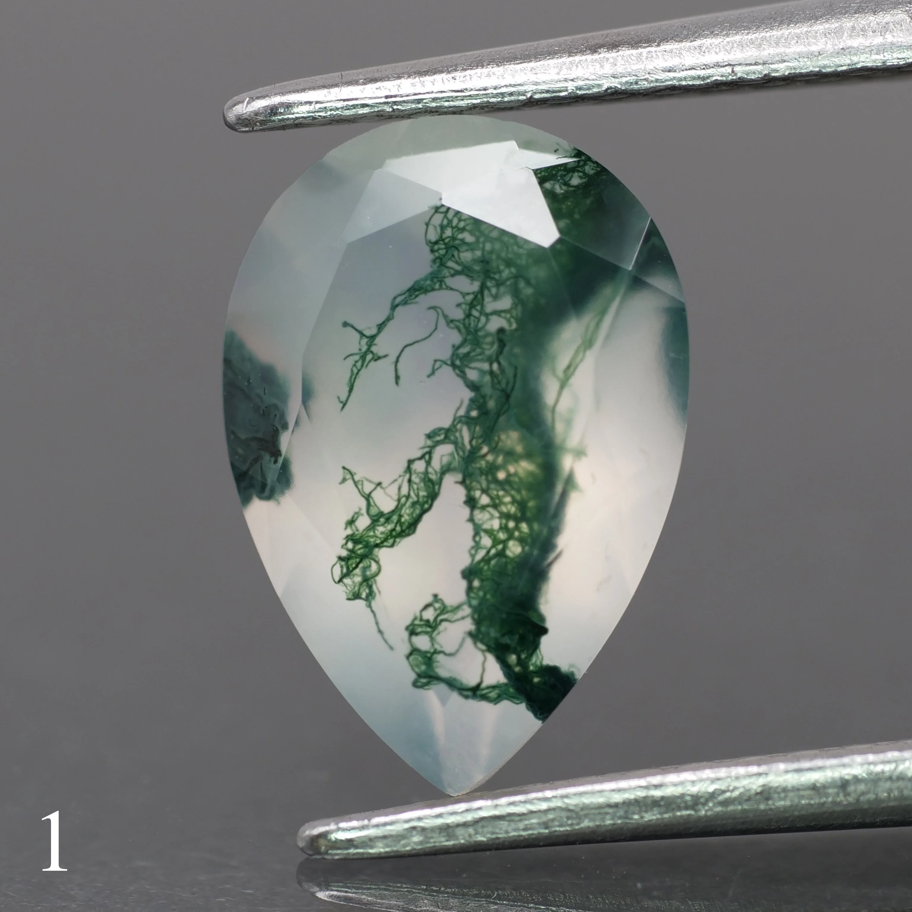 Moss agate | light green color, pear-cut, 10x7mm, 1.6ct - choose yours - Image 2