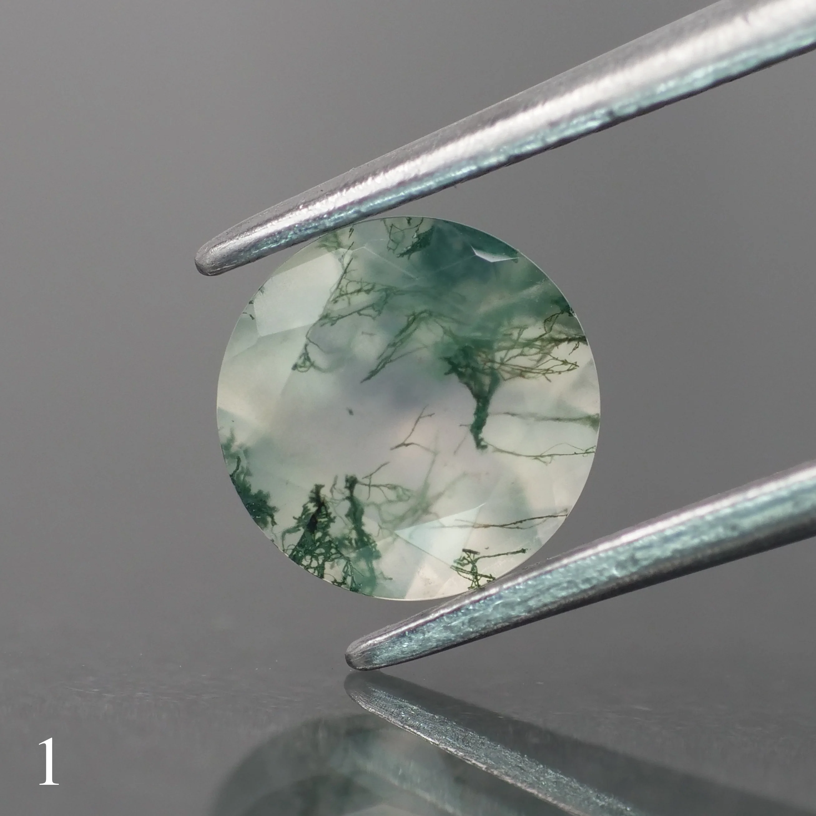 Moss agate | light green color, round-cut, 6.5mm, 1ct - choose yours - Image 2