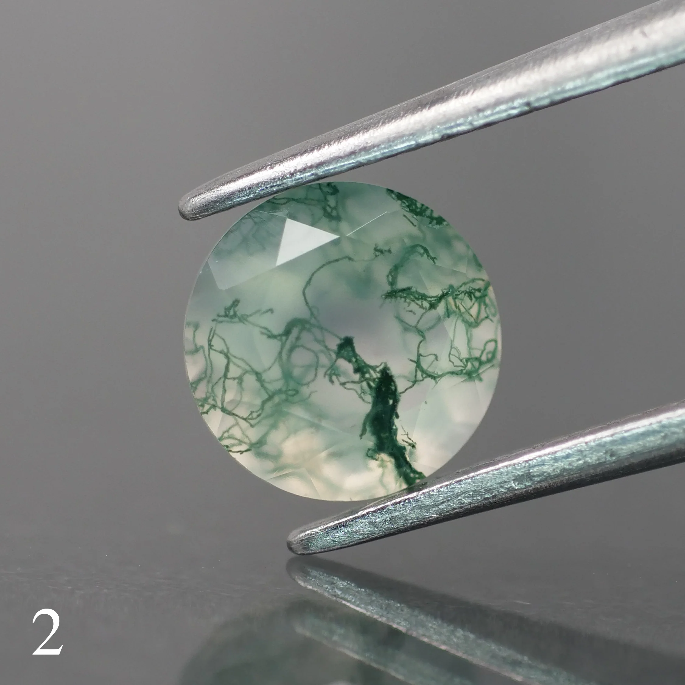 Moss agate | light green color, round-cut, 6.5mm, 1ct - choose yours - Image 3