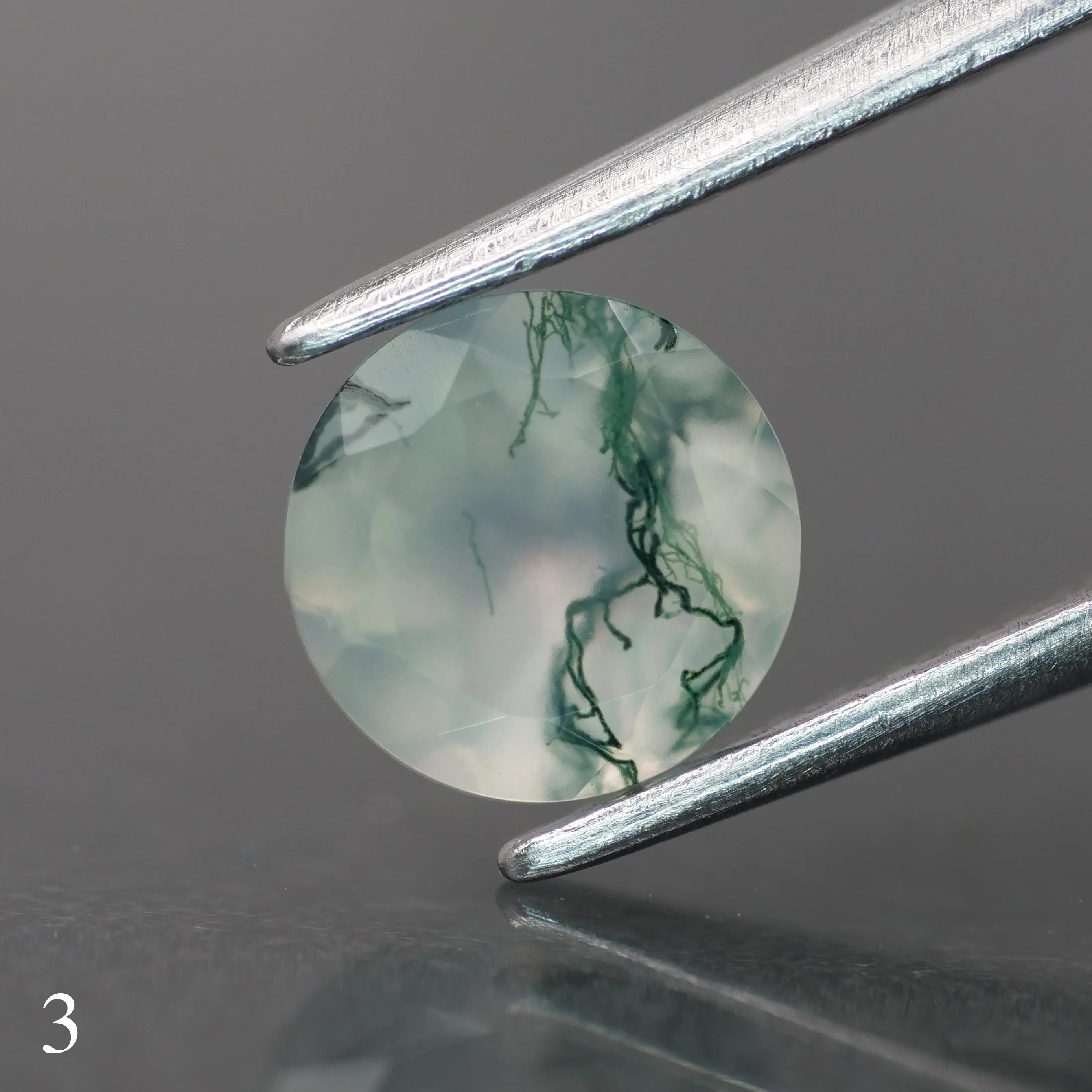 Moss agate | light green color, round-cut, 6.5mm, 1ct - choose yours - Image 4