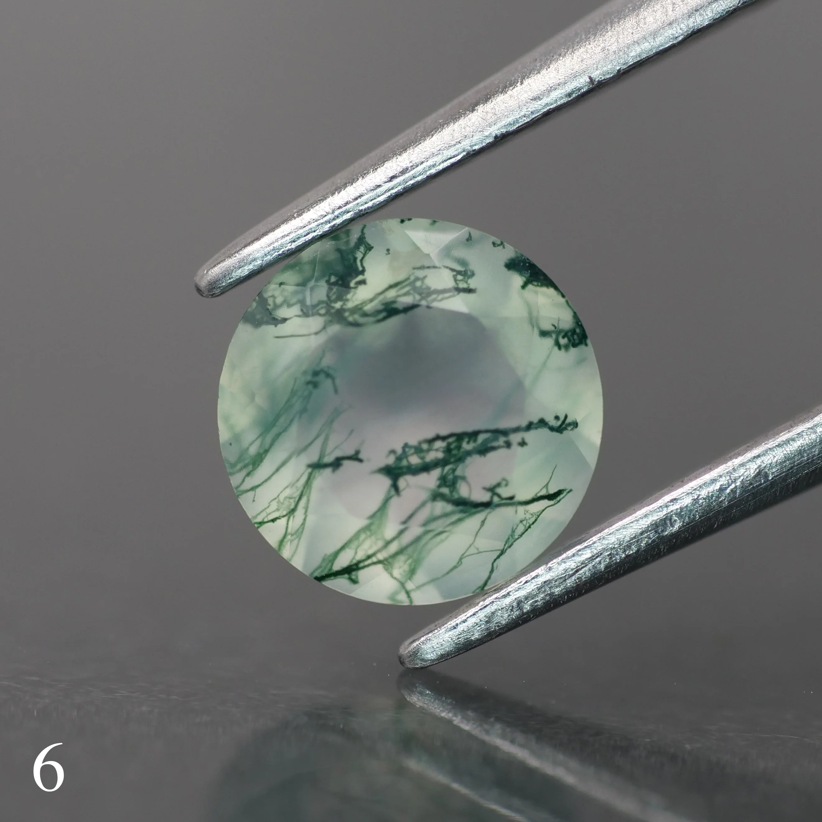 Moss agate | light green color, round-cut, 6.5mm, 1ct - choose yours - Image 7
