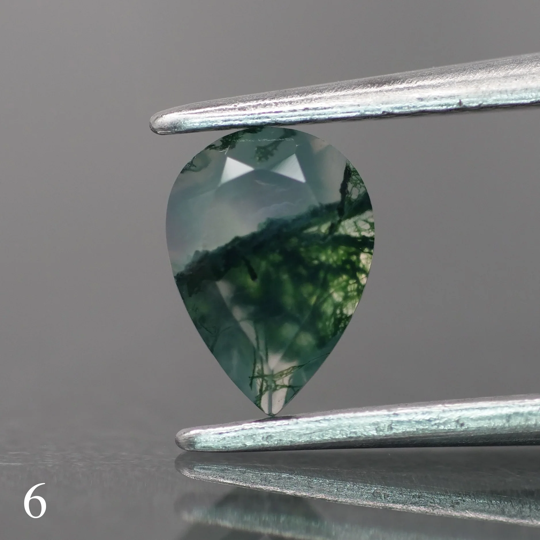 Moss agate | green color, pear-cut, 7x5mm, 0.65ct - choose yours - Image 7
