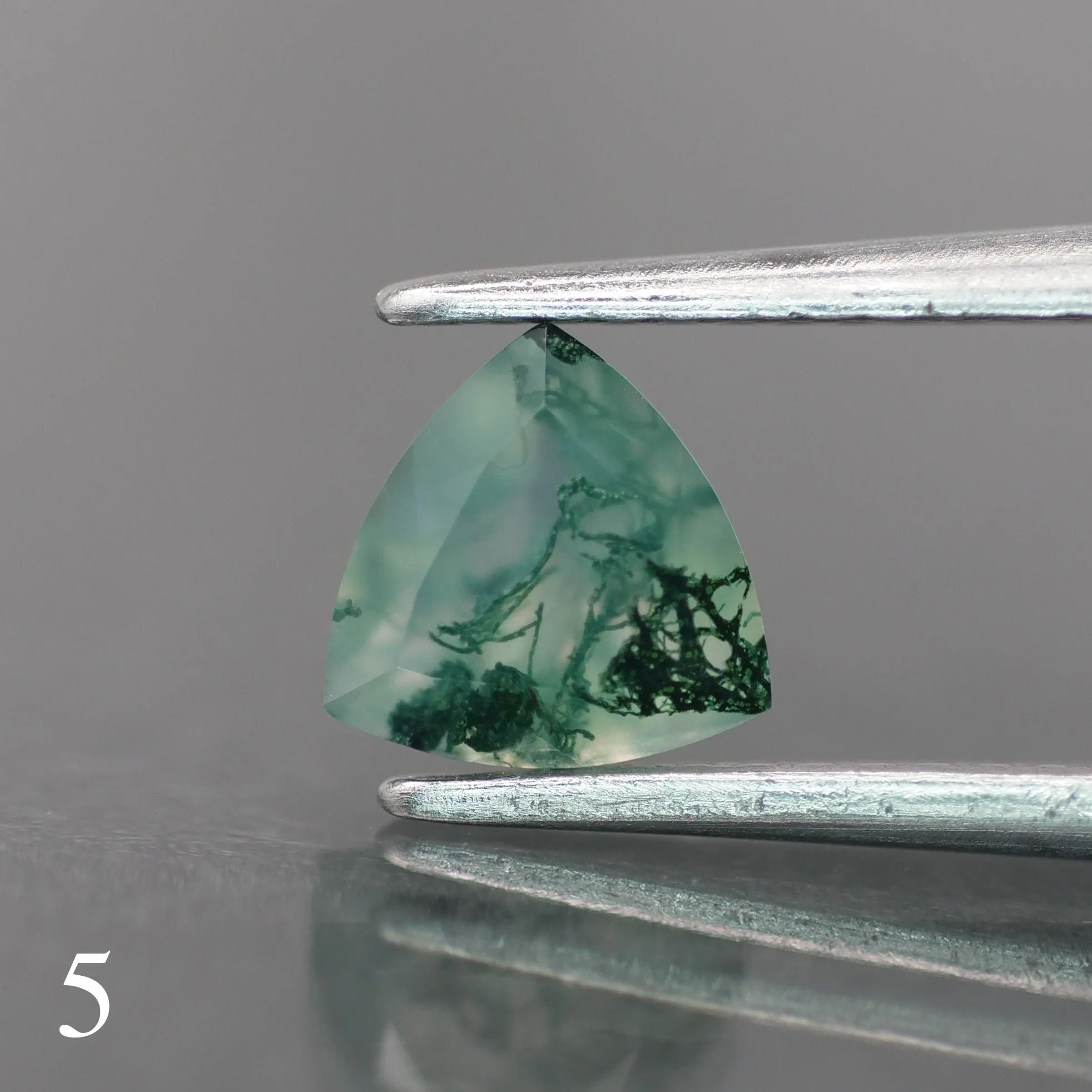 Moss agate | green color, trillion-cut, 6mm, 0.5ct - choose yours - Image 6
