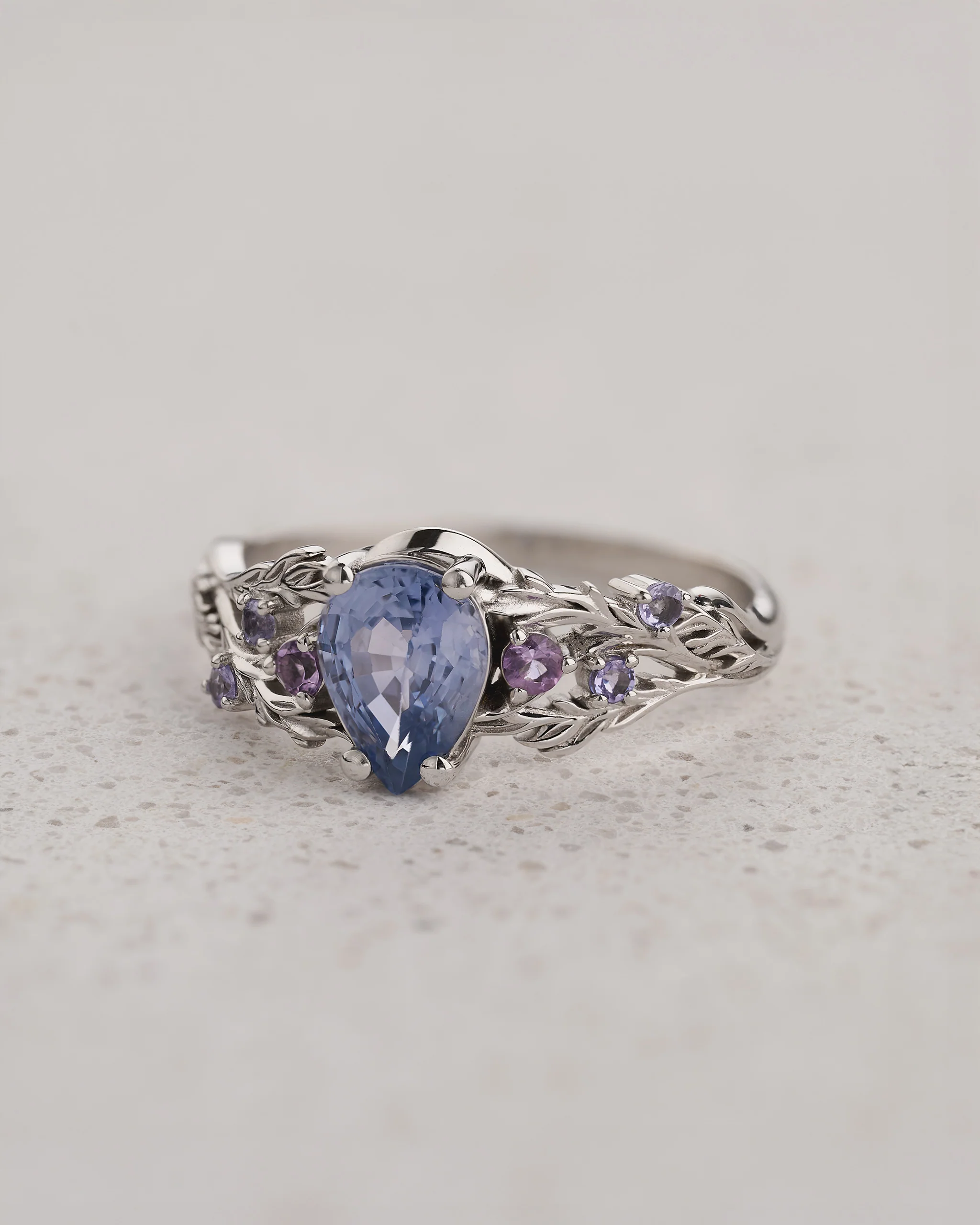 Natural blue sapphire bridal set with amethysts and tanzanites / Japanese Maple - Image 4