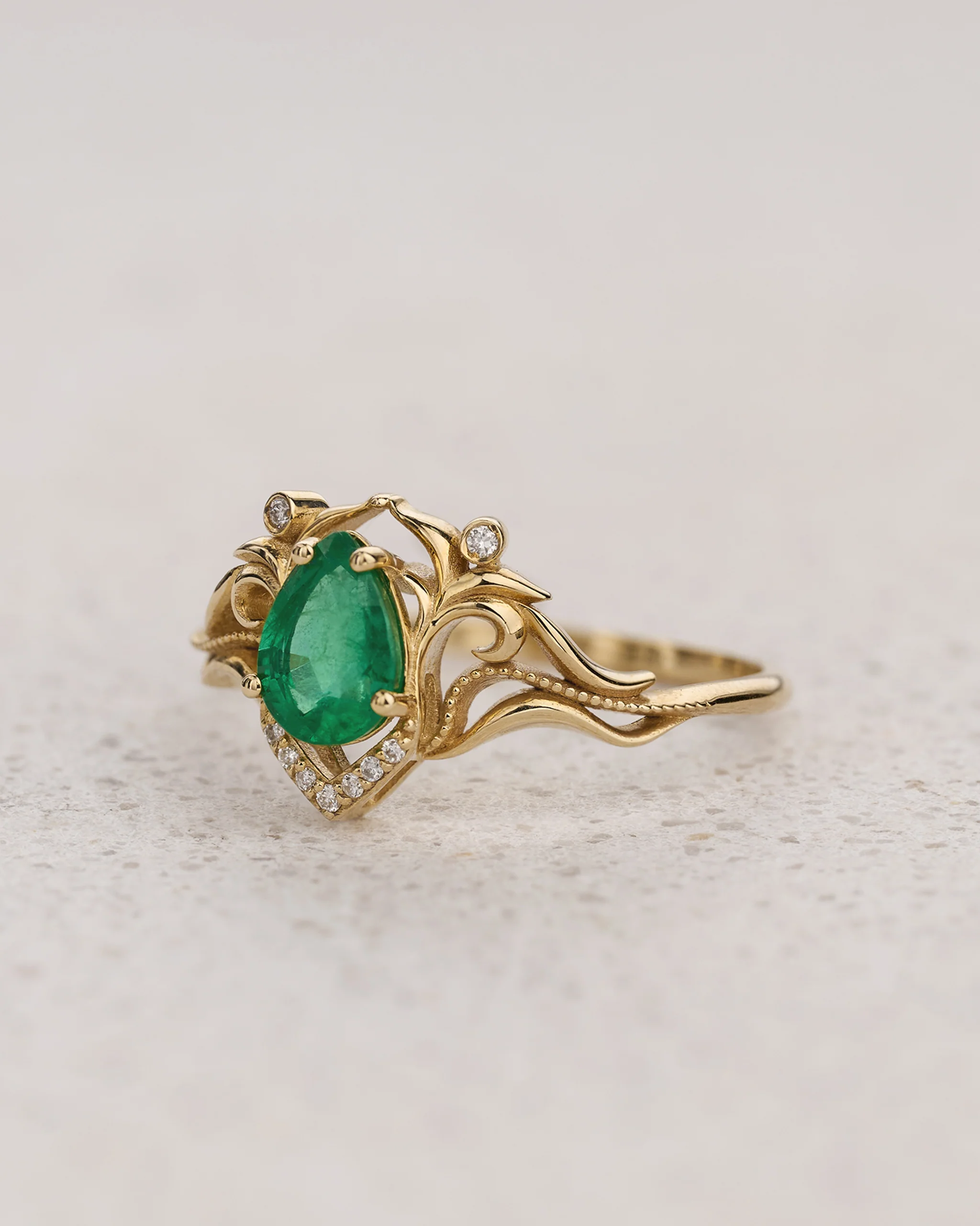 Natural emerald and diamonds engagement ring / Lida small - Image 7