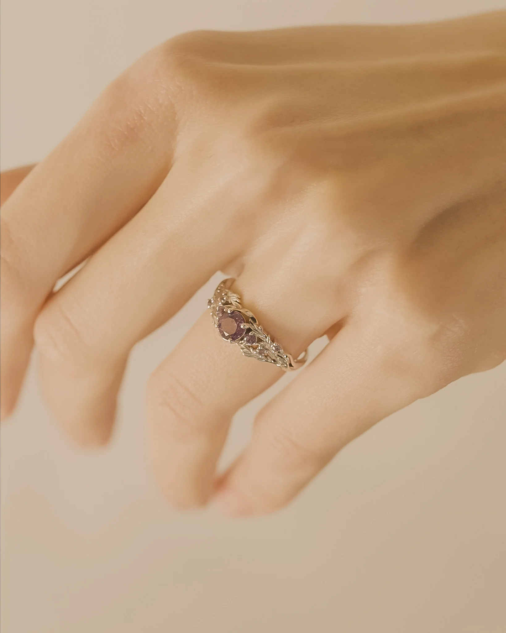 Nature inspired alexandrite engagement ring / Japanese Maple - Image 8