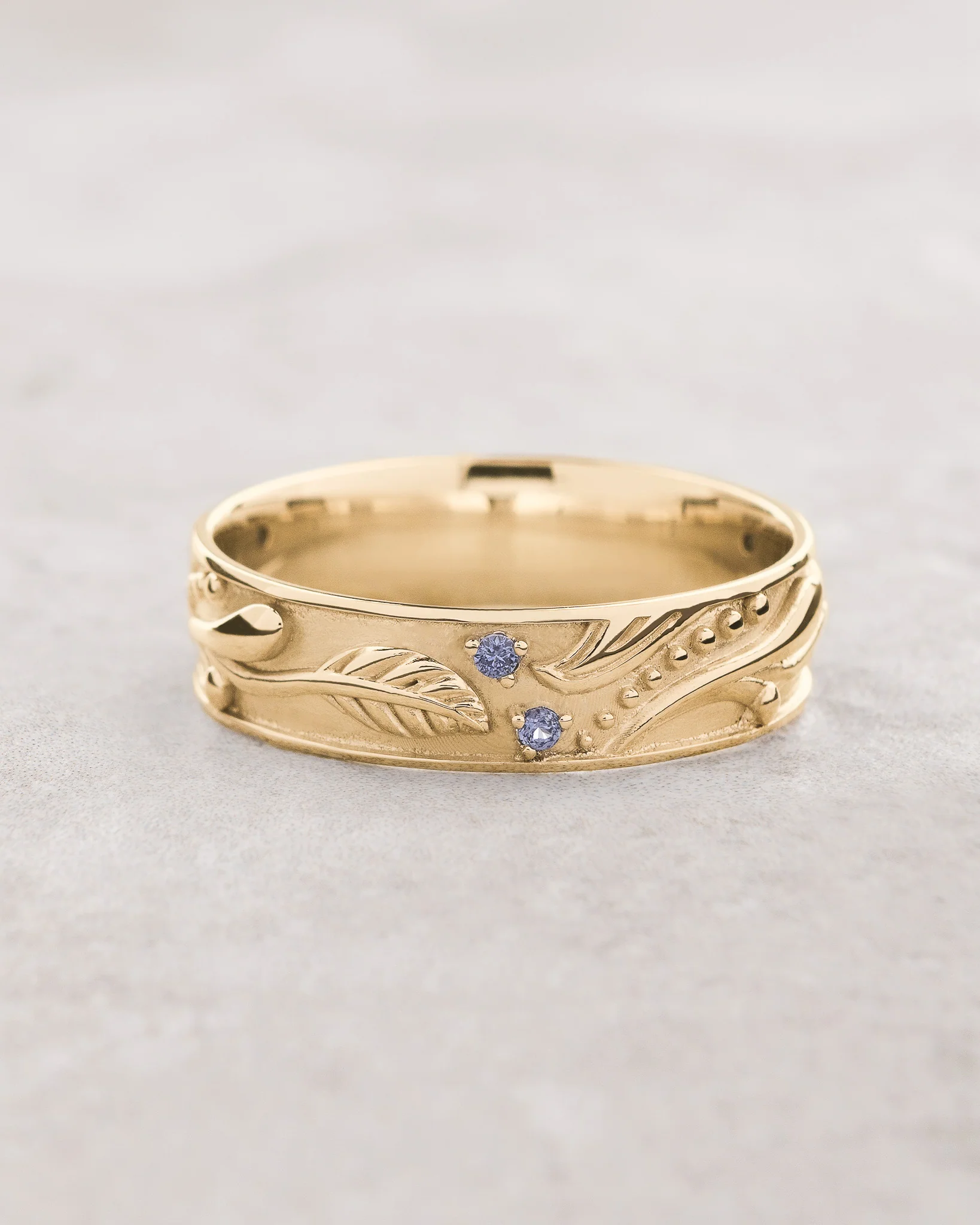 Nature inspired wedding band with sapphires / Callisto - Image 5
