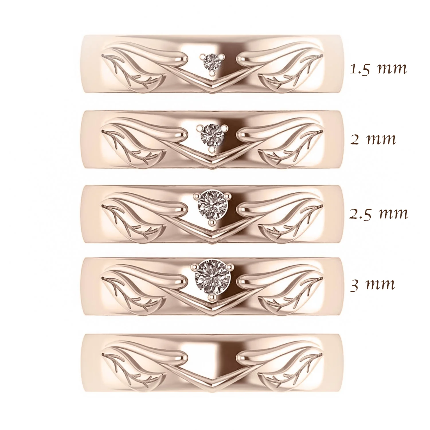 Nature wedding band with natural diamond / Wisteria - Image 4