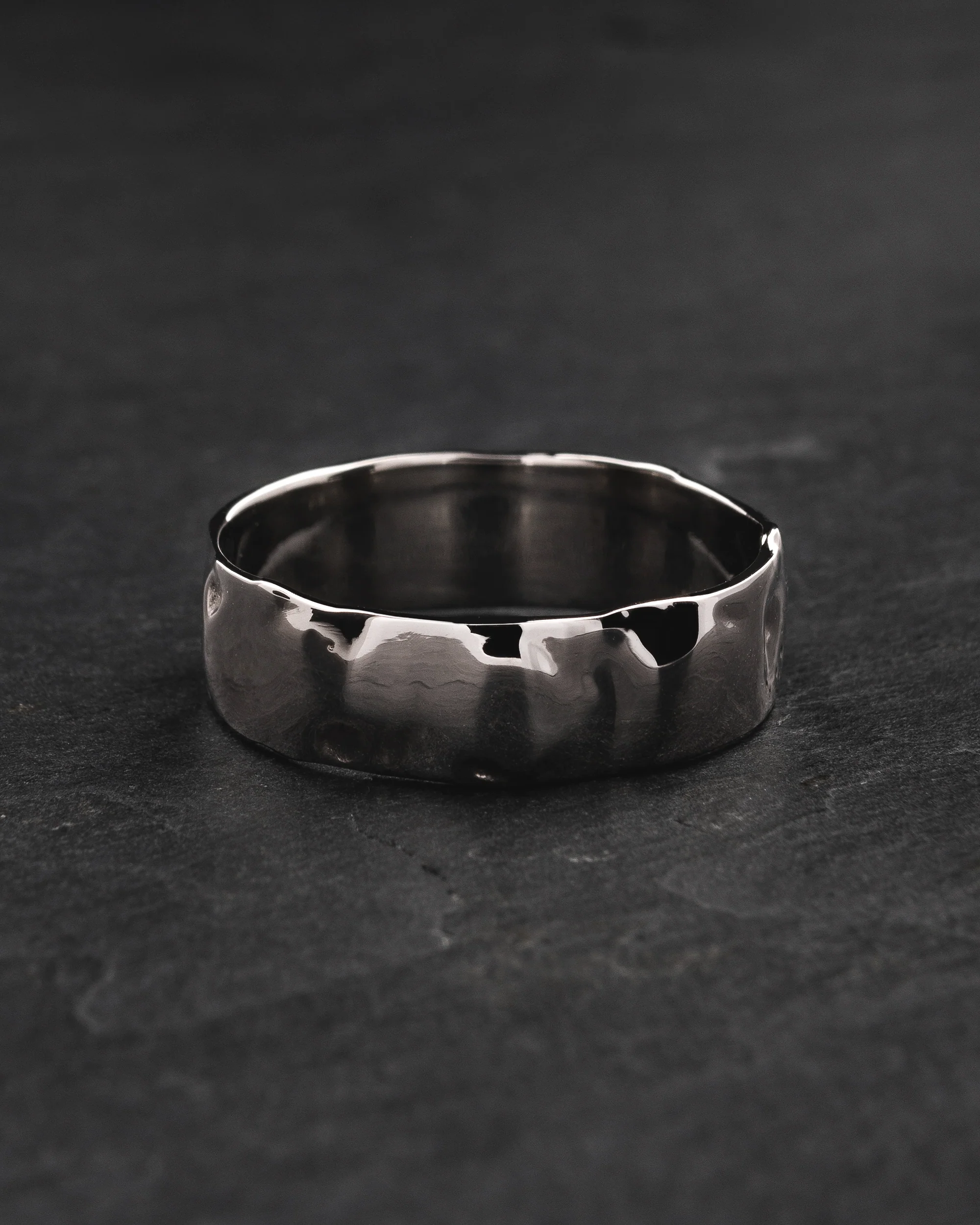 Wide wedding band for man, melted effect ring - Image 7