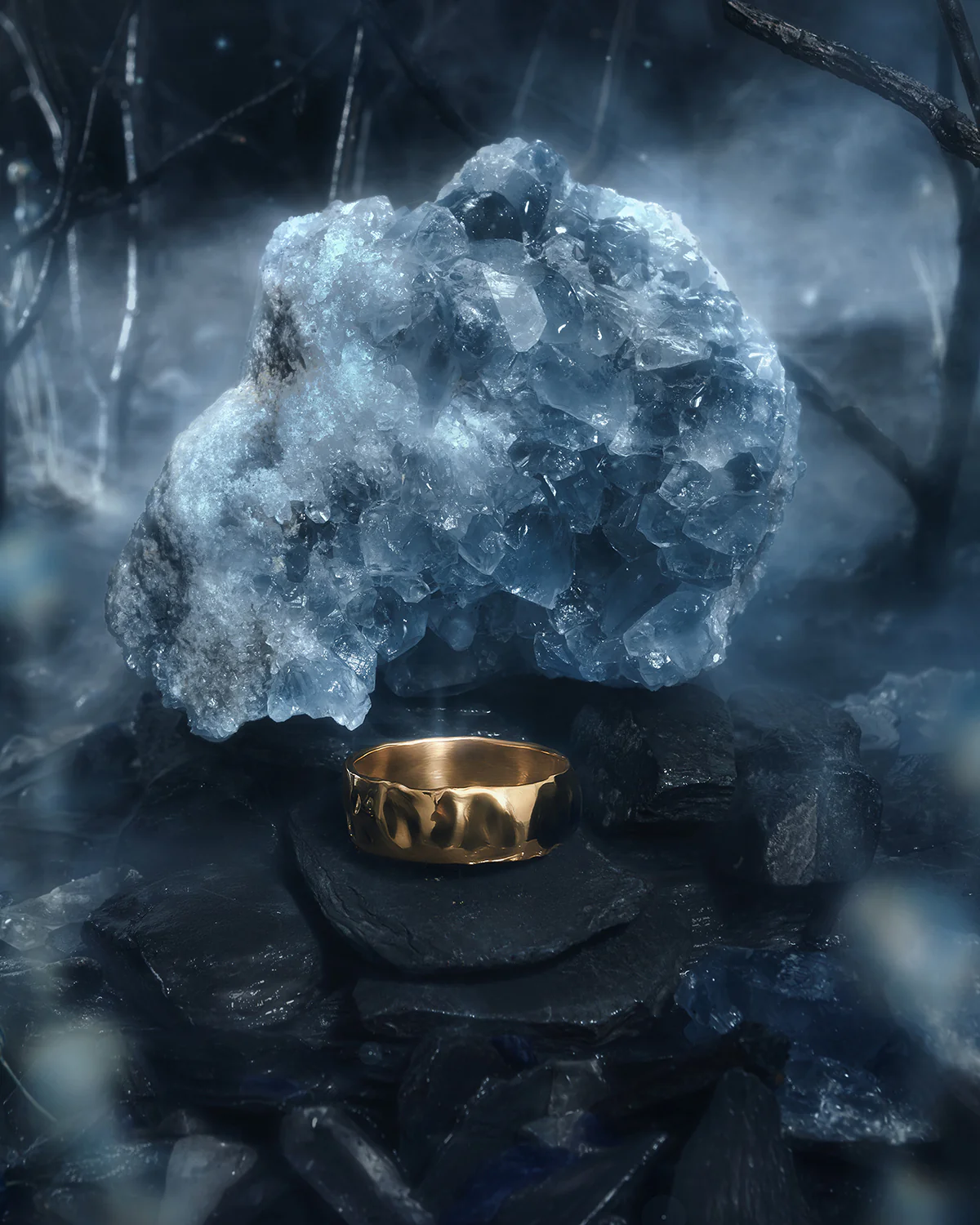 Wide wedding band for man, melted effect ring - Image 5