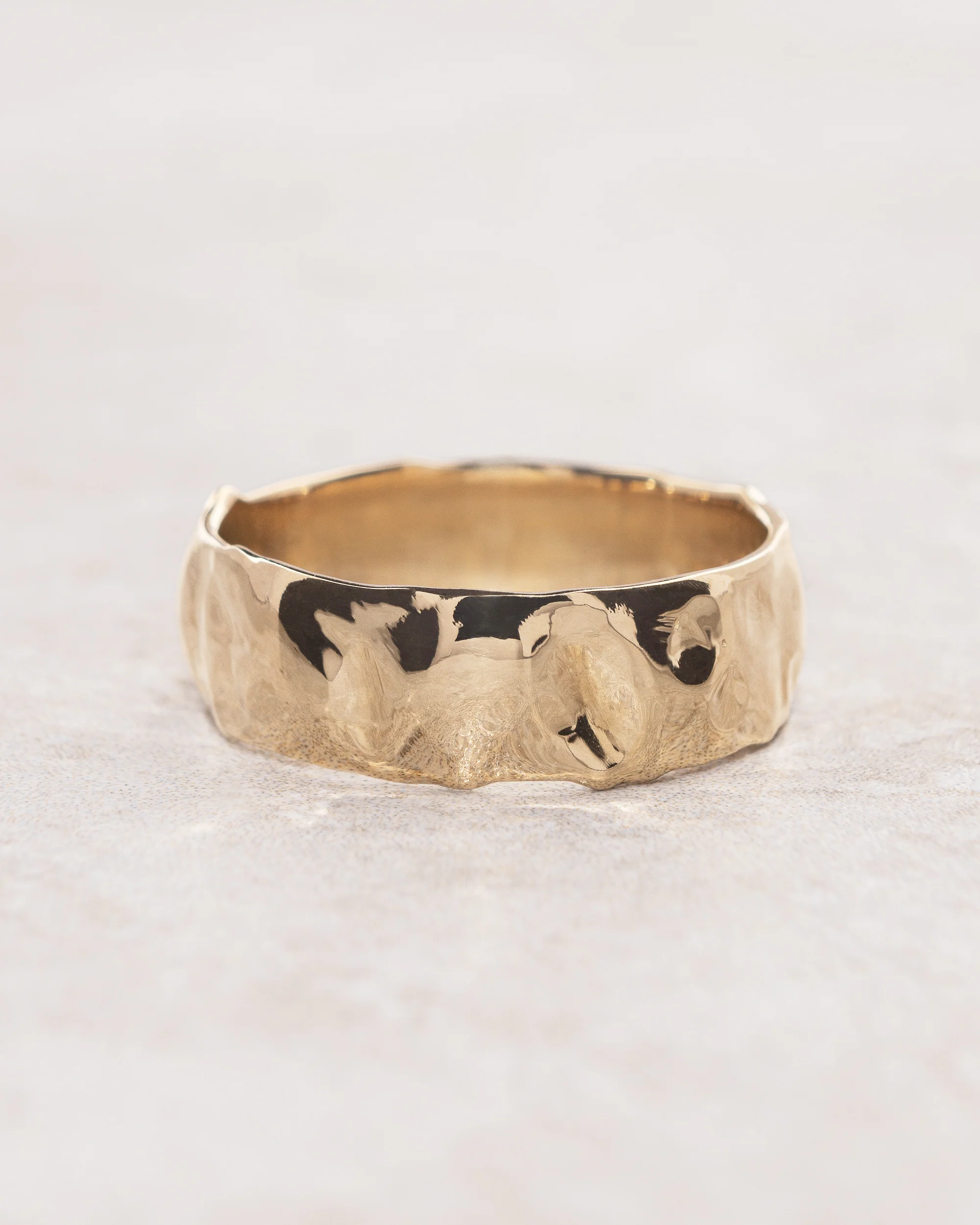 Wide wedding band for man, melted effect ring - Image 2