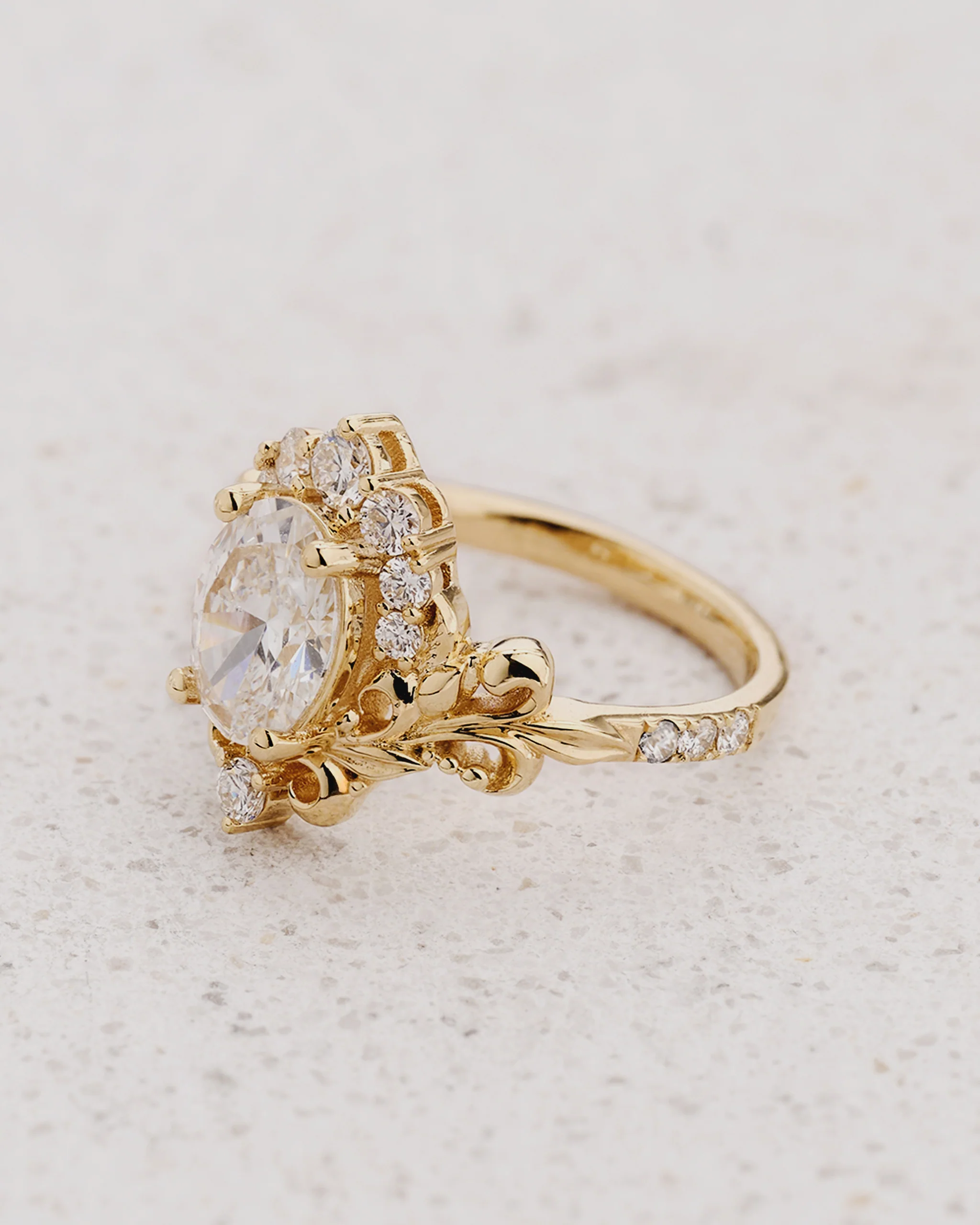 Oval Lab-grown Diamond Engagement Ring with a Diamond Crown / Sophie - Image 3