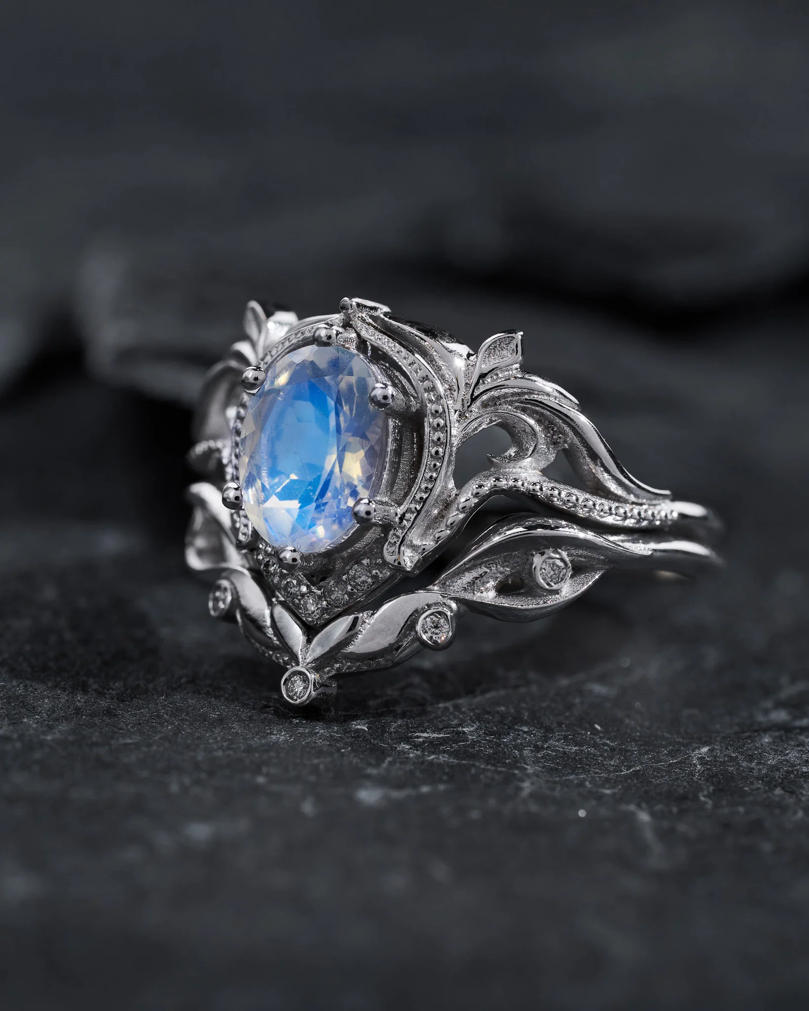 Oval moonstone art nouveau bridal set / Lida - Image 3