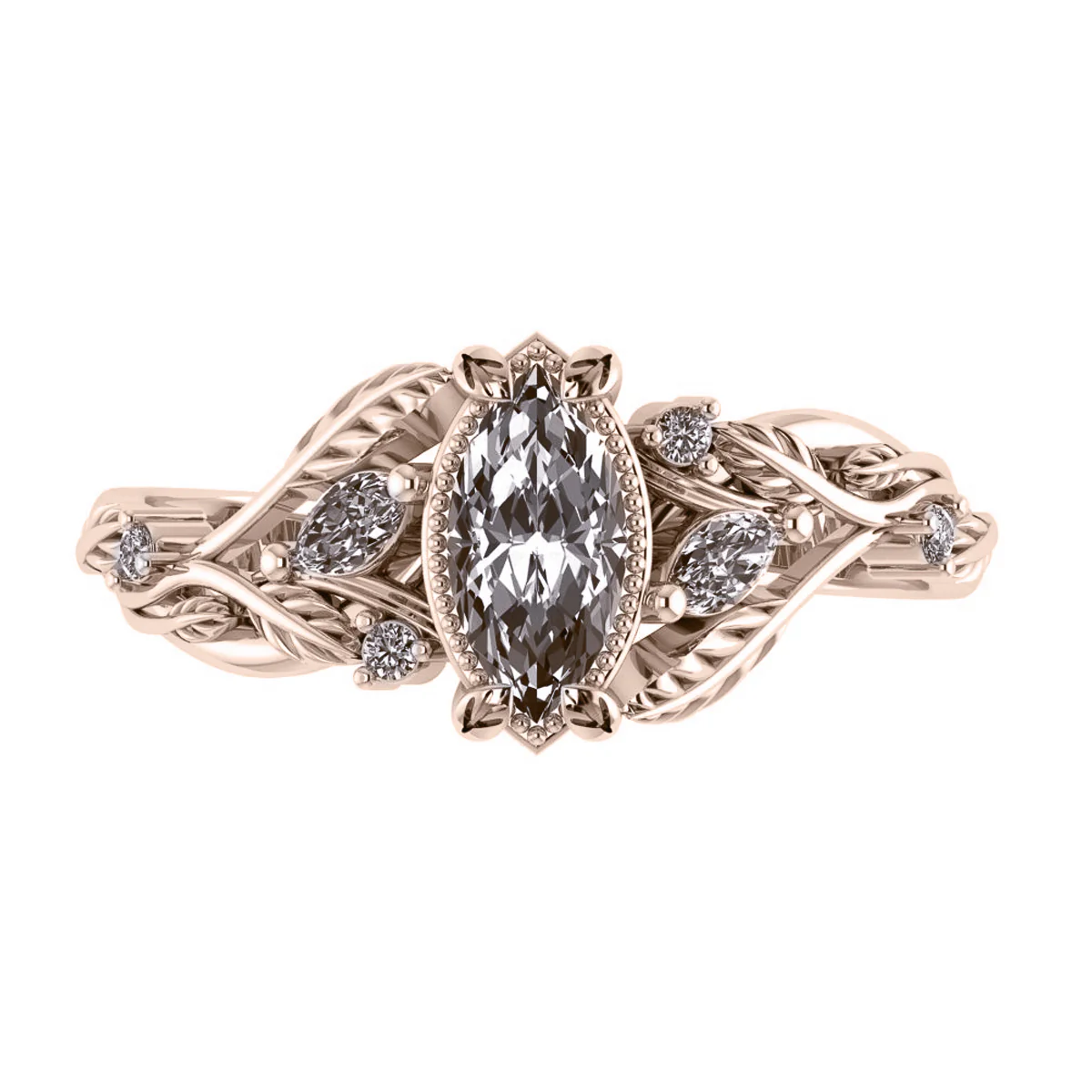 Patricia asymmetric | engagement ring setting for marquise cut gemstone 8x4 mm