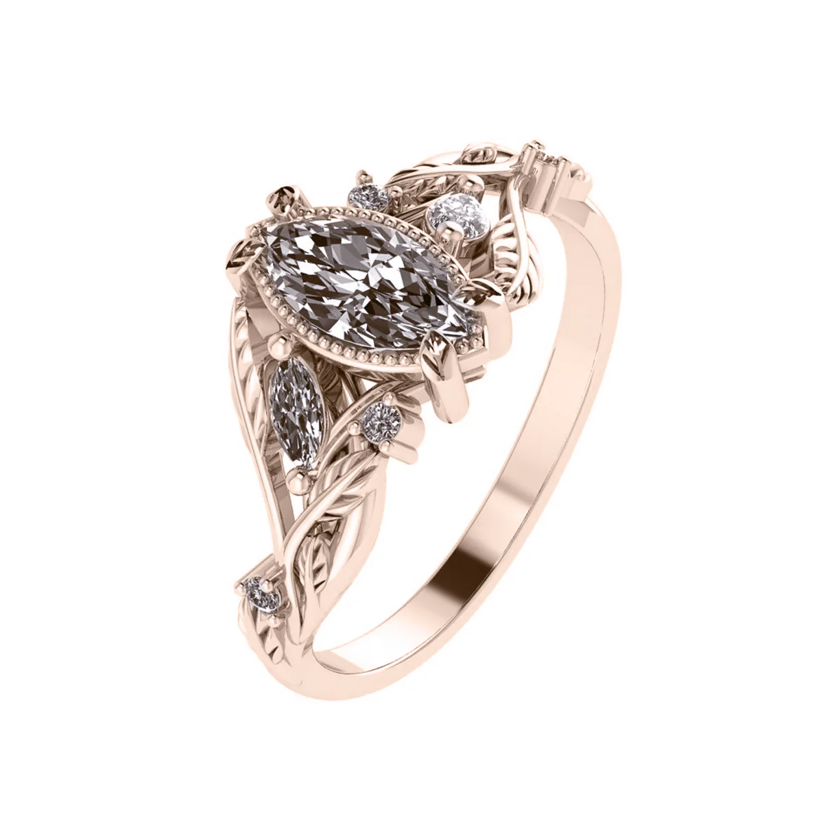 Patricia asymmetric | engagement ring setting for marquise cut gemstone 8x4 mm - Image 2