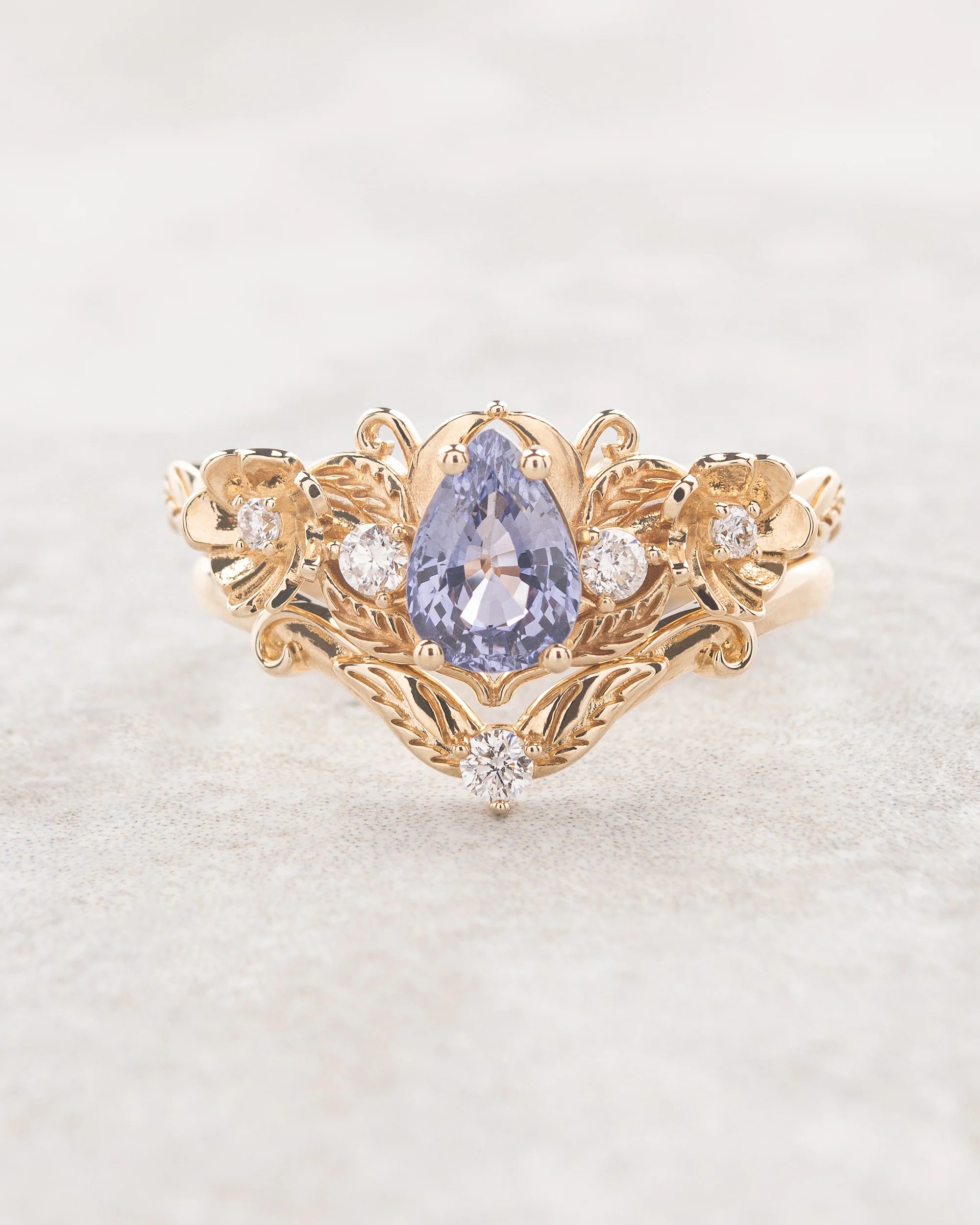Purple sapphire bridal set with diamonds / Adelina
