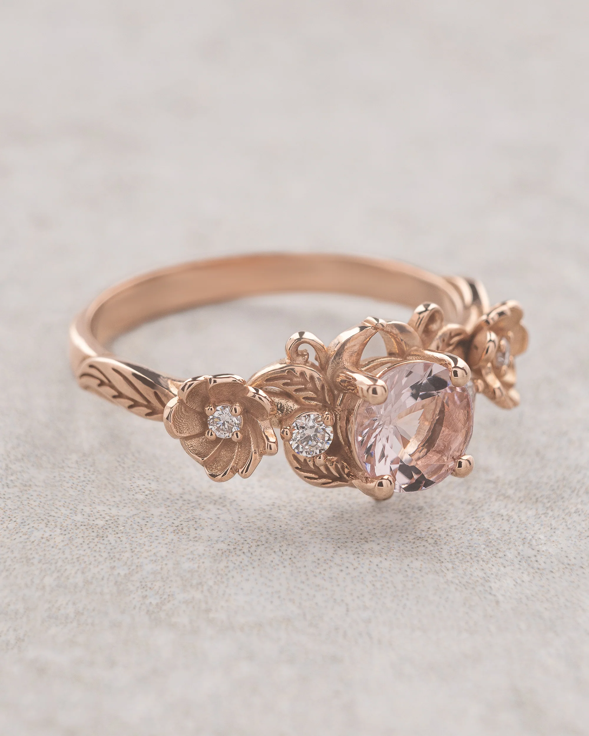 READY TO SHIP: Adelina engagement ring with pink morganite, 14K rose gold, RING SIZES: 5.5 - 8.5 US - Image 3